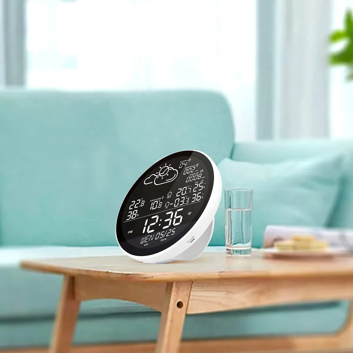 Stacja pogodowa WiFi Smart z pilotem Tuya APP i czujnikami, miernik temperatury i wilgotności wewnątrz i na zewnątrz, duży kolorowy wyświetlacz, zegar pogodowy, barometryczny, z 3