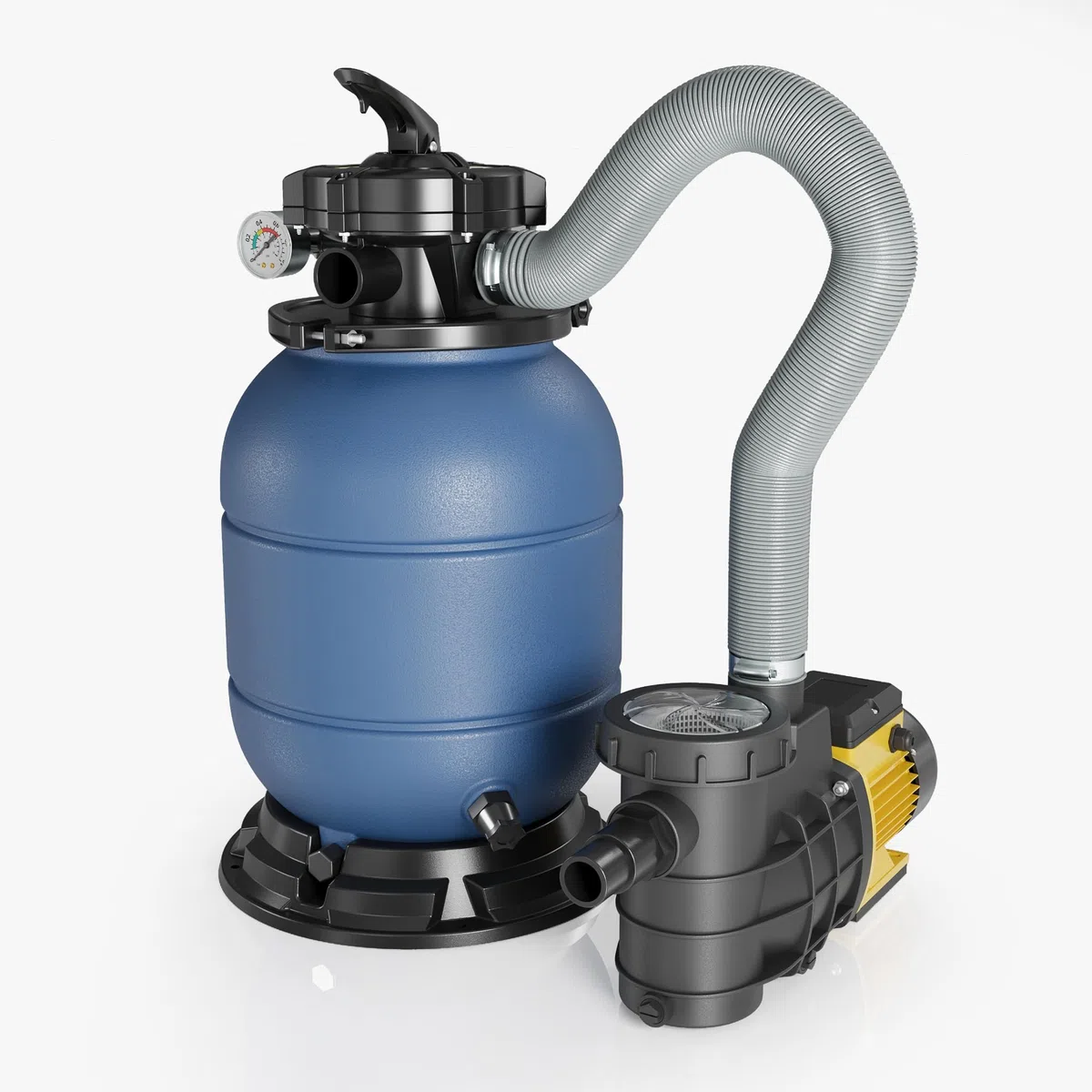 Wiltec Filtr piaskowy z pompą basenową HZS-200, profesjonalny system filtracyjny do basenów, samozasysająca pompa piaskowa do basenu o mocy 220 W