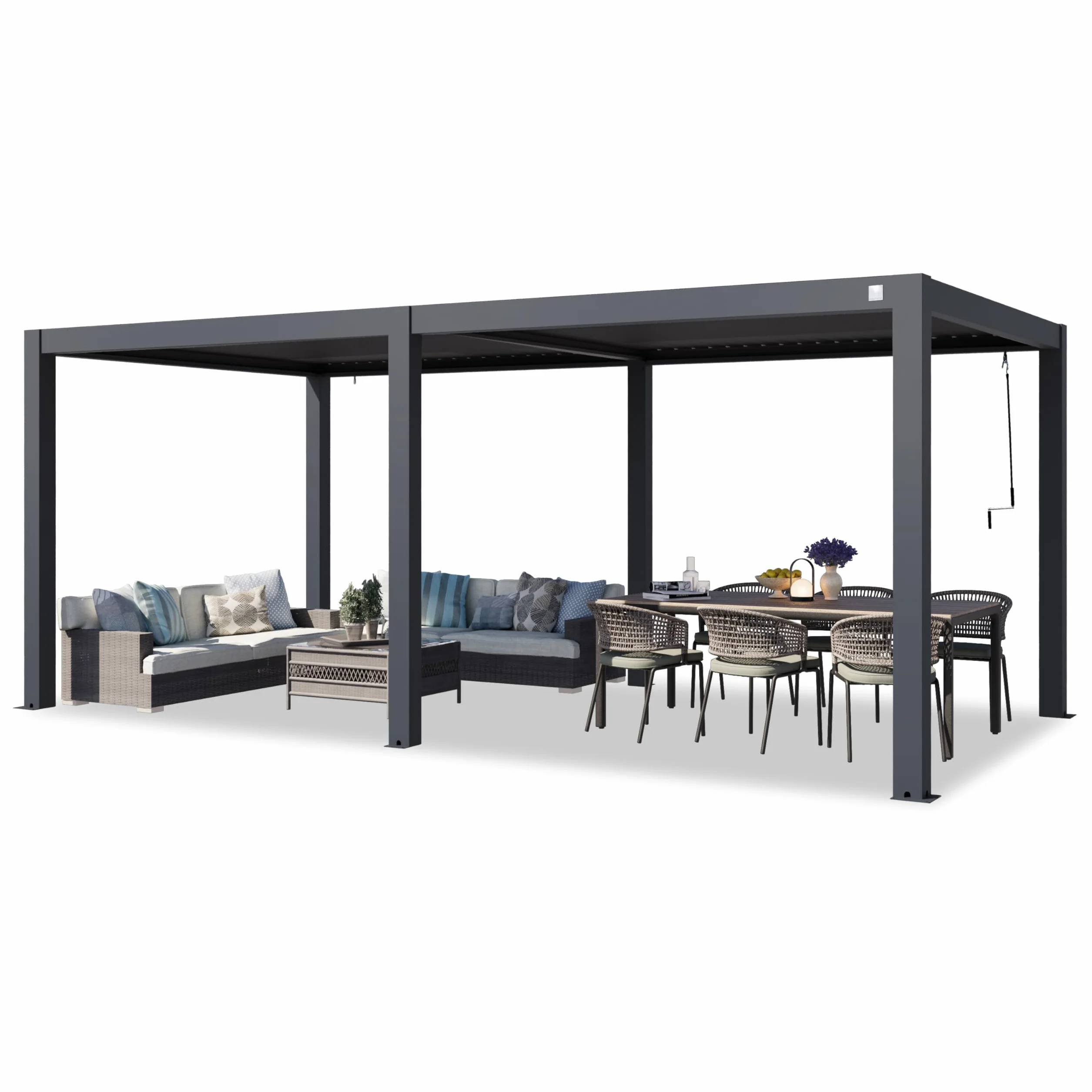 PRIMEYARD Pergola 3x6 m słupy aluminium z dachem z aluminiowych listew zadaszenie tarasu antracyt