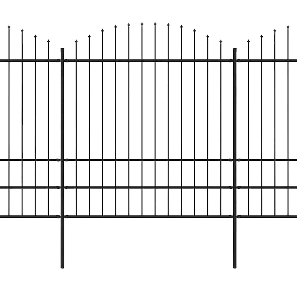Ogrodzenie ogrodowe z grotem włóczni, stalowe, 1070 x 200 cm, czarne, wytrzymały panel ogrodowy, bezpieczne obramowanie działki, trwały metal
