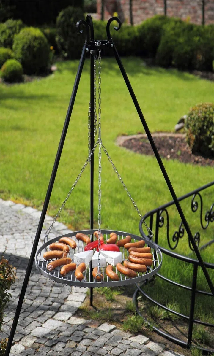 CookKing Grill stojący na trójnożnym grillu z litej stali szlachetnej 200 cm i korbą 50 cm