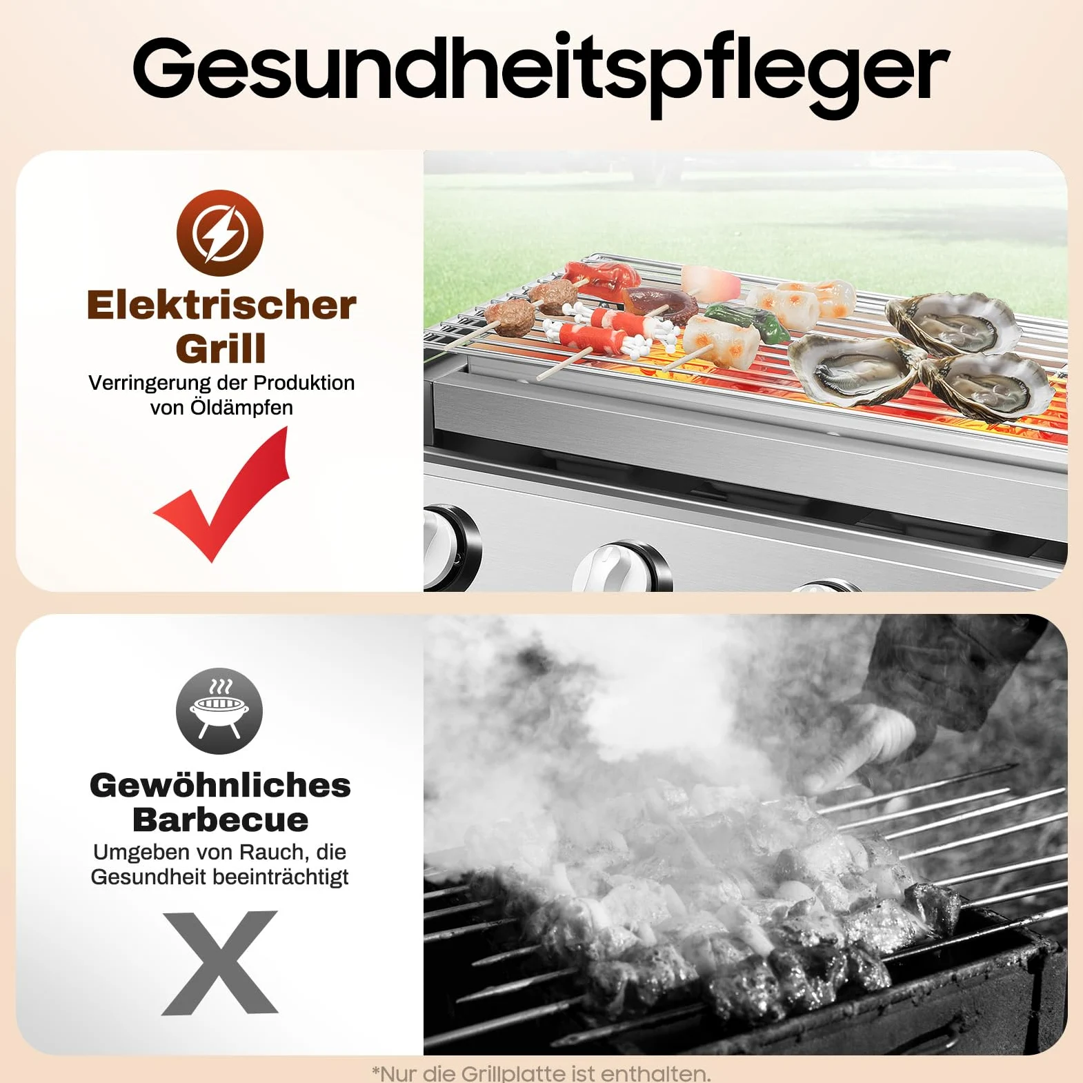 Grill gazowy z 4 palnikami, 2800 Pa LPG, stal nierdzewna, grill stołowy, grill gazowy, grill gastronomiczny z rusztem do grillowania, 57 x 39 x 17,5 cm, regulacja wysokości, na kemping, balkon, do