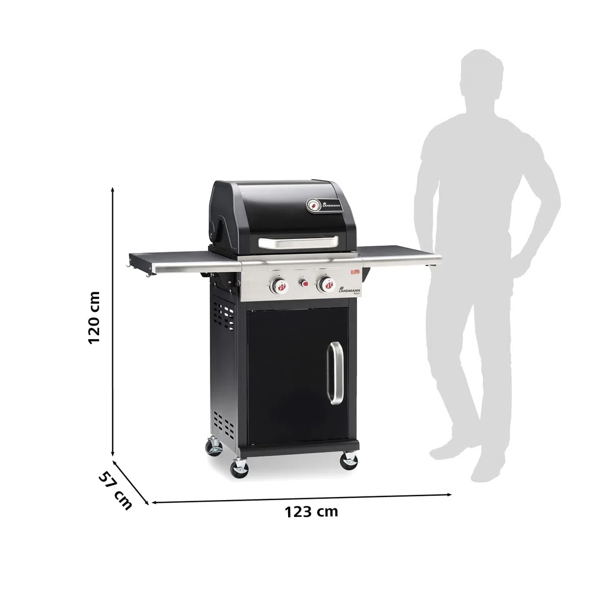 LANDMANN Grill gazowy Triton PTS 2.0 | Premium grill gazowy z pokrywką z podwójnymi ściankami i termometrem w pokrywie | ruszt do grillowania z emaliowanego żeliwa zapewnia doskonały branding