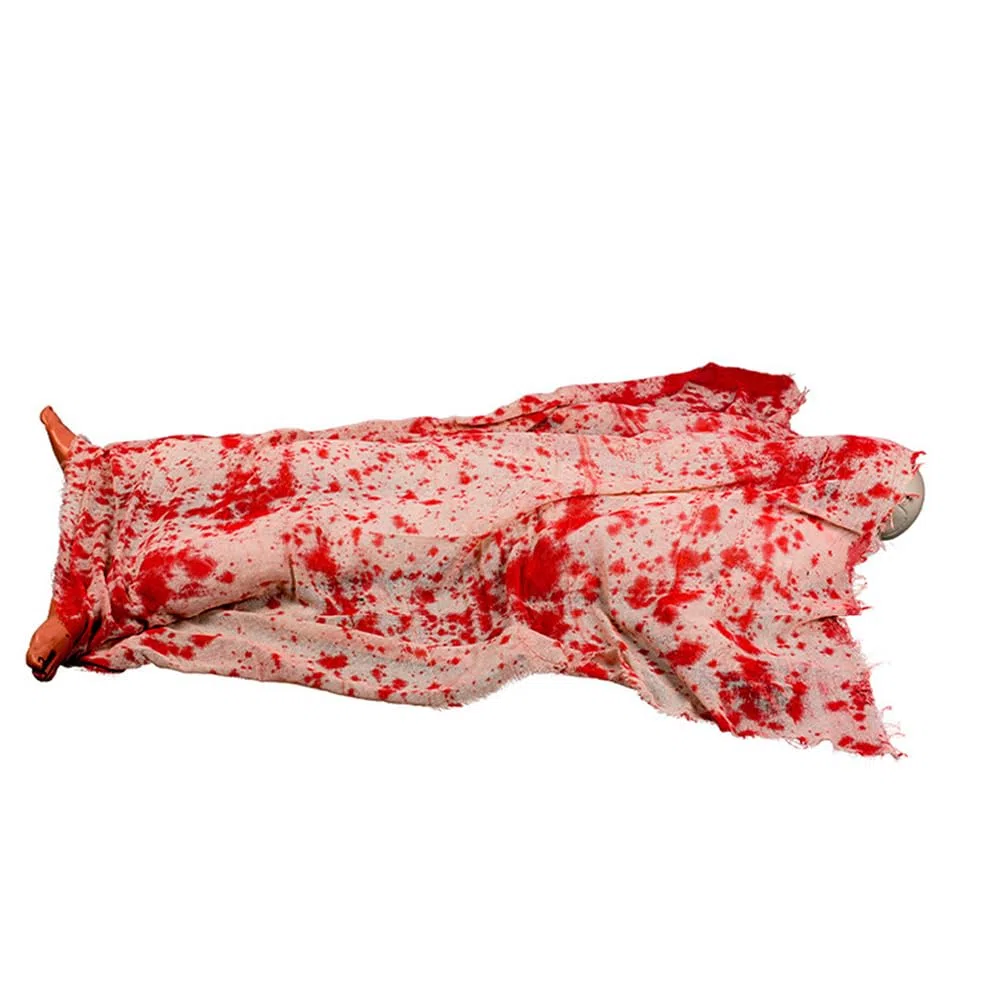 Levemolo Krwawe dekoracje na Halloween, przerażające dekoracje na zewnątrz w kształcie zwłok z oczami LED i dźwiękiem aktywowanym na najbardziej przerażającą imprezę w domu z nawiedzonym domem na