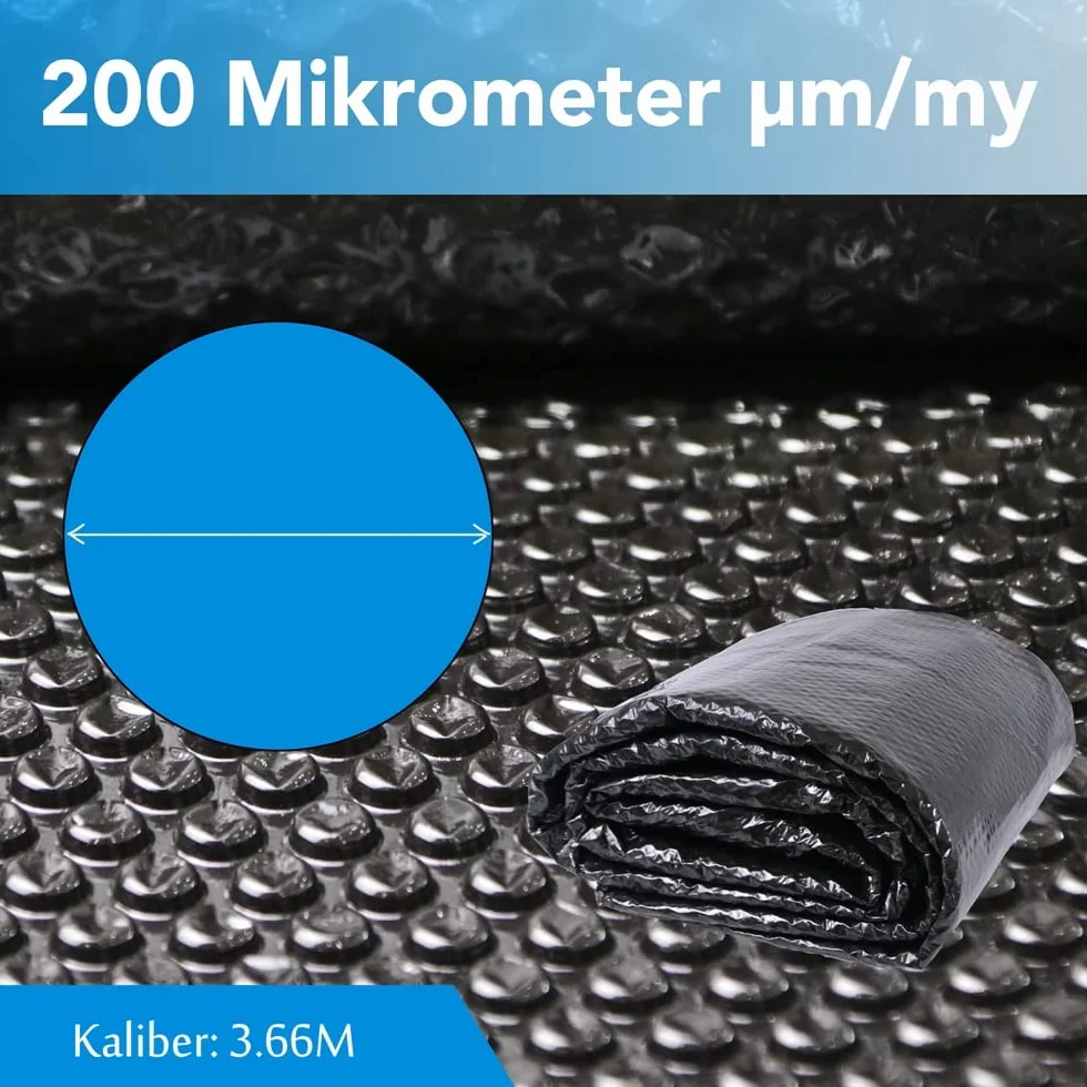 Melko Okrągła plandeka solarna do basenu, Ø 366 cm, folia solarna 200 µm, plandeka solarna z możliwością przycięcia, do ogrzewania basenu, podgrzewania wody, plandeka solarna