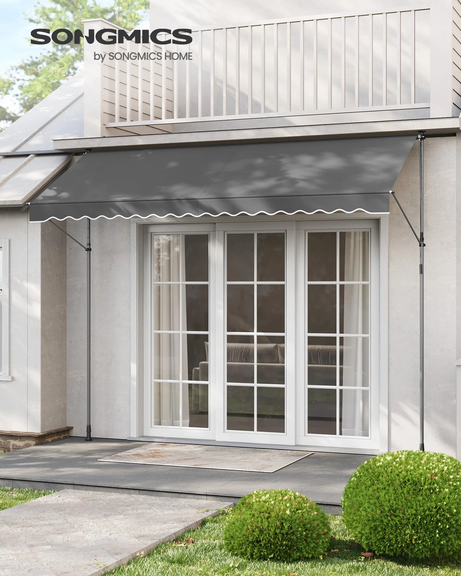 SONGMICS Roleta 350 x 120 cm antracytowa szarość z regulacją wysokości