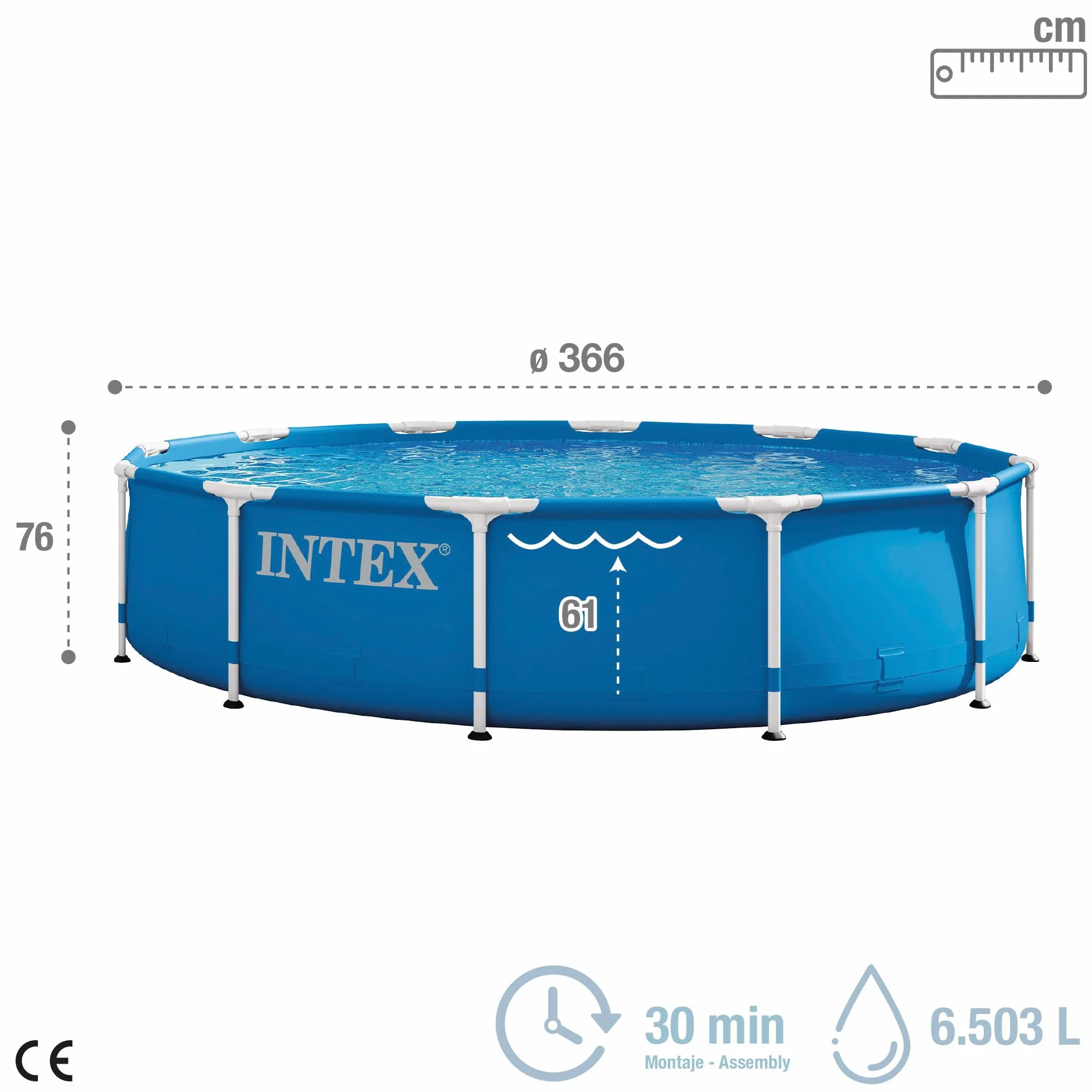 Intex Basen Ogrodowy, 6500, Niebieski, 366 x 76 cm