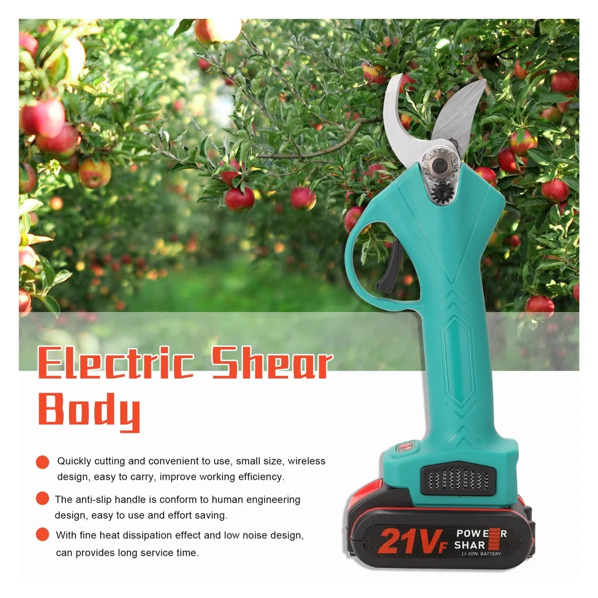 Sekatory Elektryczne Bezprzewodowy elektryczny sekator Sekator Wydajne drzewo owocowe Przycinanie gałęzi Bonsai Cutter Narzędzie do kształtowania krajobrazu(Rood)
