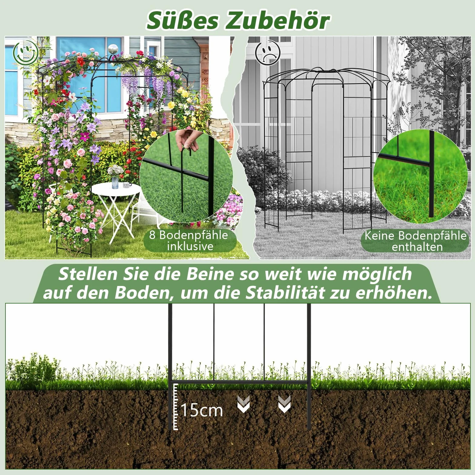 COSTWAY Metalowy pawilon różany, łuk ogrodowy do roślin pnących, bramka, kratka różana, kratka dla roślin pnących, kratka do roślin pnących, kratka do roślin pnących, pawilon ogrodowy, na werandę
