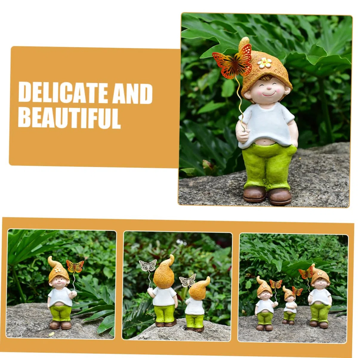3kawałki Ceramiczna Figurka Krasnala Ogrodowego Urocza Ozdoba Do Ogrodu Patio Trawnika i Dziedzińca Idealna Do Dekoracji Przestrzeni Zewnętrznych