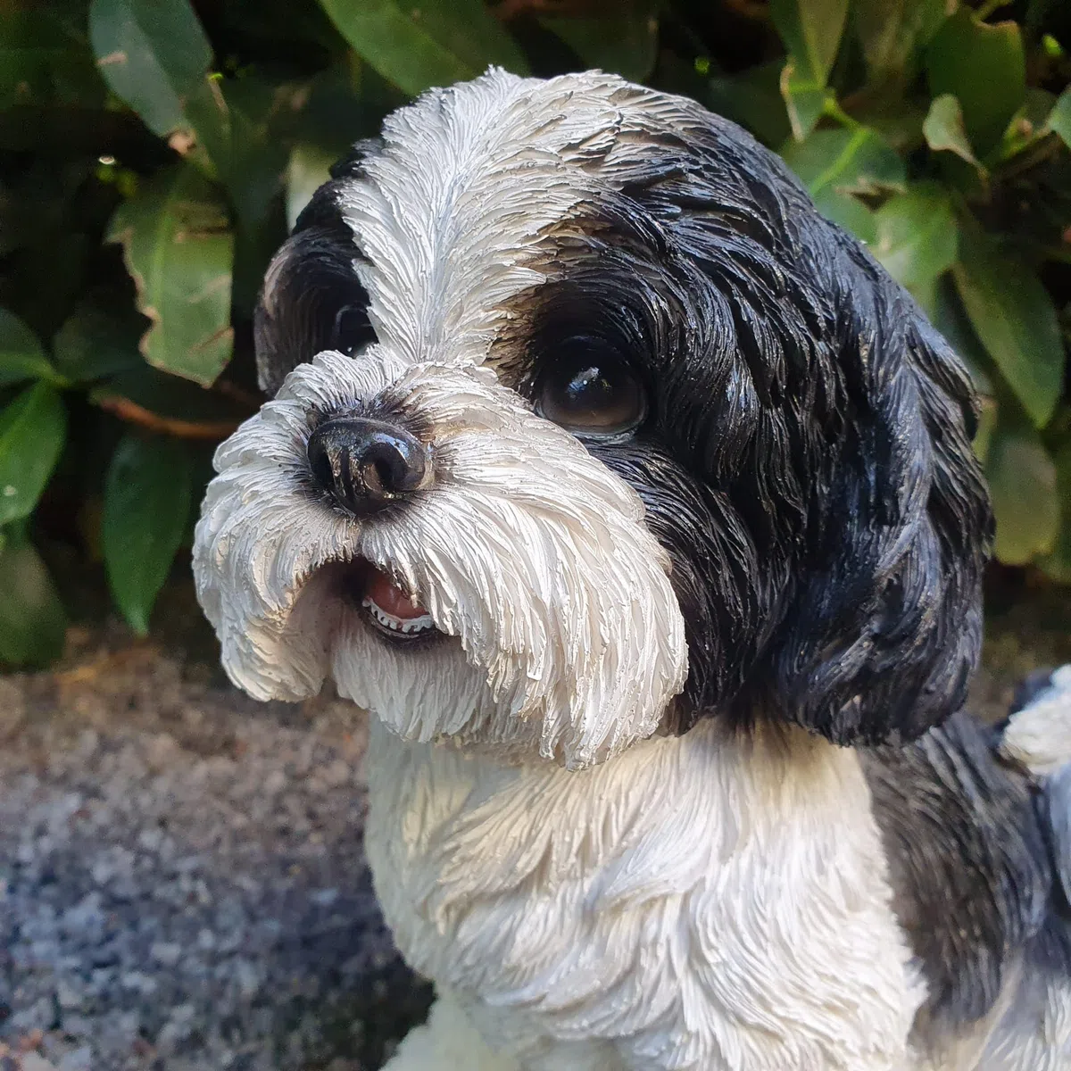 Figurka ogrodowa Shi Tzu, 21 siedzi cm, figurka do ogrodu, odporna na warunki atmosferyczne, dekoracja salonu, figurka psa