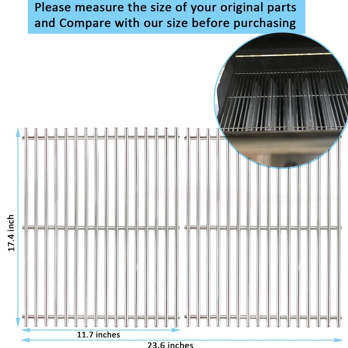 Ruszt ze stali nierdzewnej 44,5 cm do grilla gazowego Weber Spirit I, II 300, E310, E320, E330, S310, S320, S330, SP320