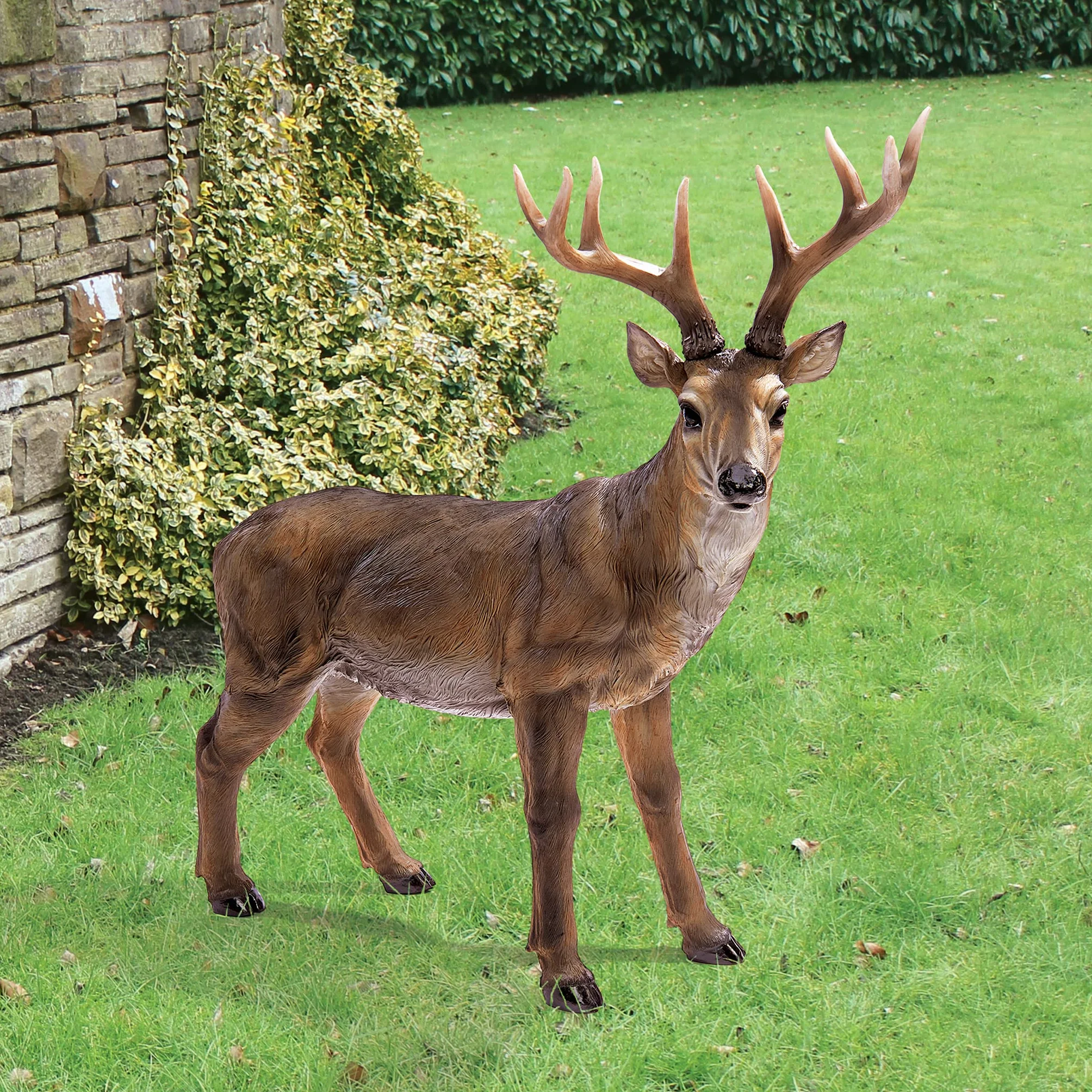Design Toscano JQ7105 Big Rack Buck Deer Garden Decoy Animal Statue, 71 cm, żywica poliestrowa, pełny kolor