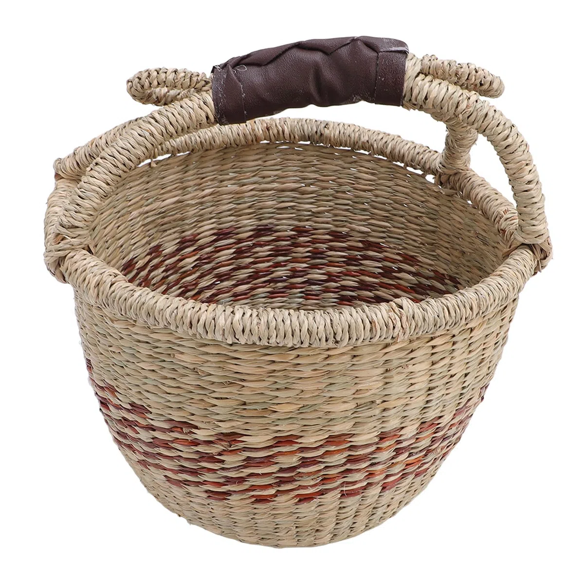 Jeffergarden Kosz Piknikowy, Ręcznie Tkany Kosz do Przechowywania Trawy Morskiej z Uchwytem, ​​25 X 27 X 16 Cm Lekka Konstrukcja do Przenoszenia, Rustykalny Organizer na Kemping, Wędkarstwo, Pikniki