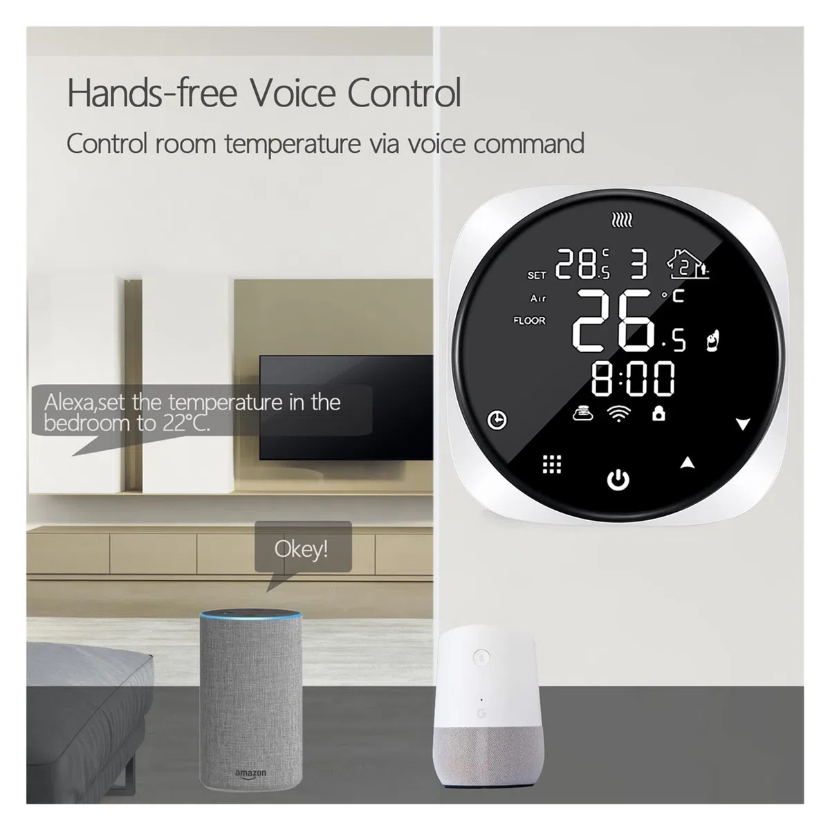 Czujnik termometru, WIFI Smart Termostat do wody/elektrycznej Ogrzewanie podłogowe Kocioł wodny Temperatura Pilot zdalnego sterowania(Electric Floor 16A)