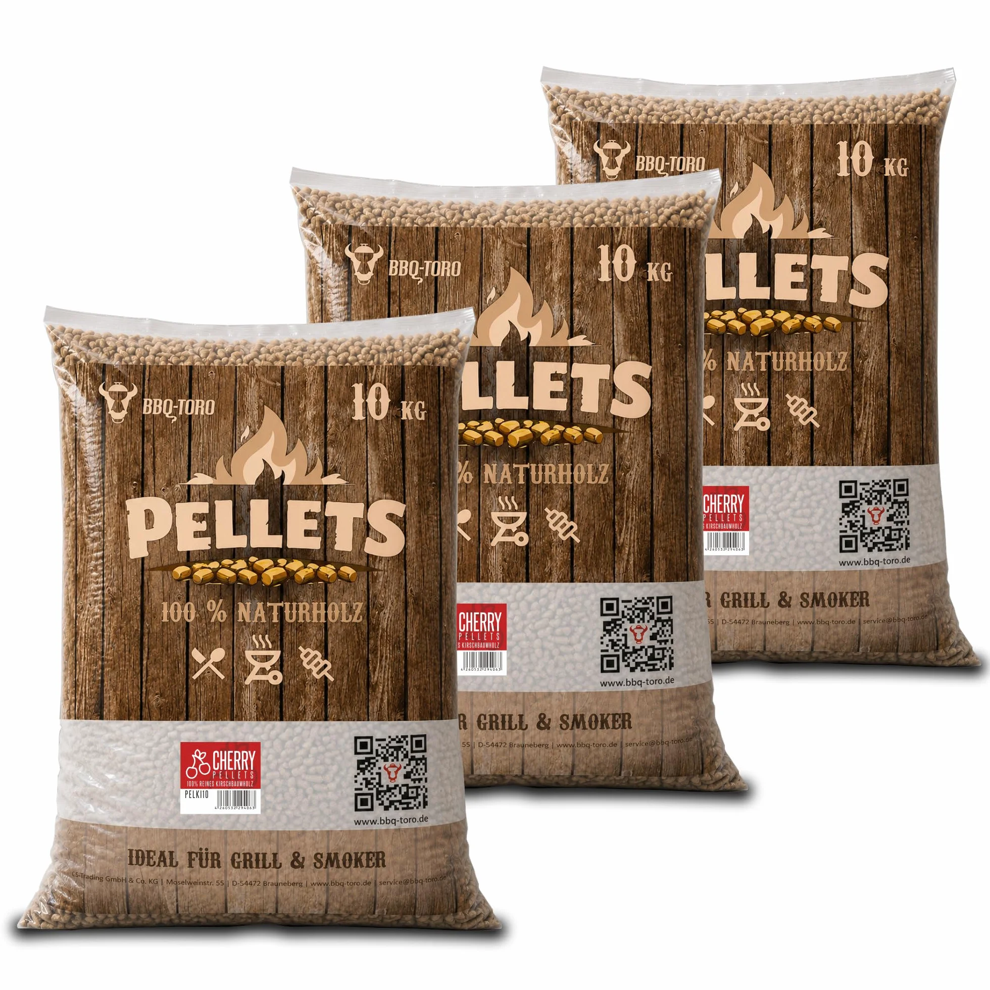 BBQ-Toro Cherry Pellets - 100% z Drewna Wiśniowego (30 kg), do Grilla, Wędzarni, Pieca do Pizzy i Instalacji Grzewczych
