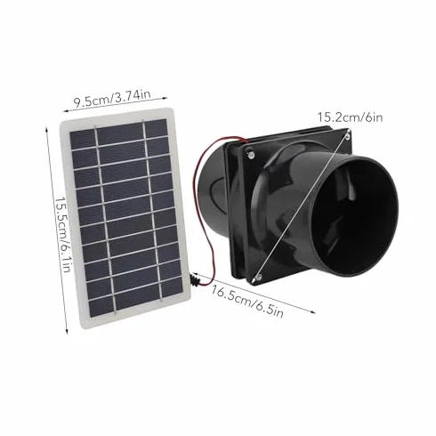 Wentylator Wyciągowy Zasilany energią słoneczną 10 W 12 V do Rur Okrągłych, Zestaw Wentylatora z Panelem Słonecznym ABS, Idealny do Domów dla Zwierząt, Kurników, Pojazdów