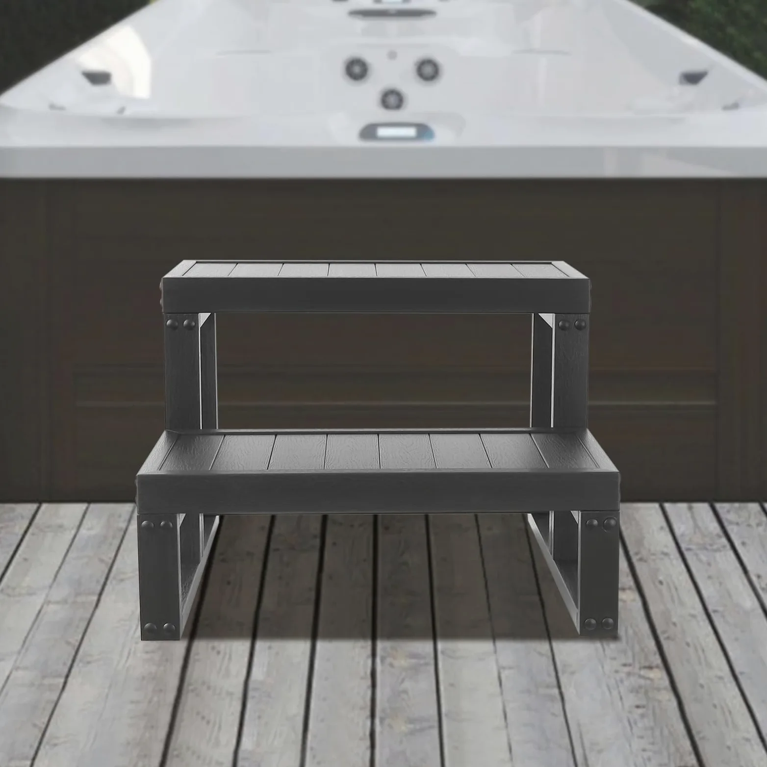 Czarne stopnie, schody z hydromasażem, 60 x 54 x 42,3 cm, do wanien z hydromasażem, domowych, spa, 60 x 54 x 42,3 cm