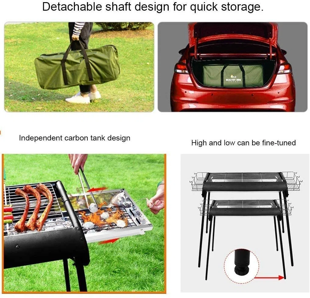 Campingowy grill węglowy Domowy grill ogrodowy Ogród Piekarnik wędzarniczy Grill ze stali nierdzewnej Składany grill na zewnątrz Odpowiedni dla 5-8 osób,Grill zewnętrzny