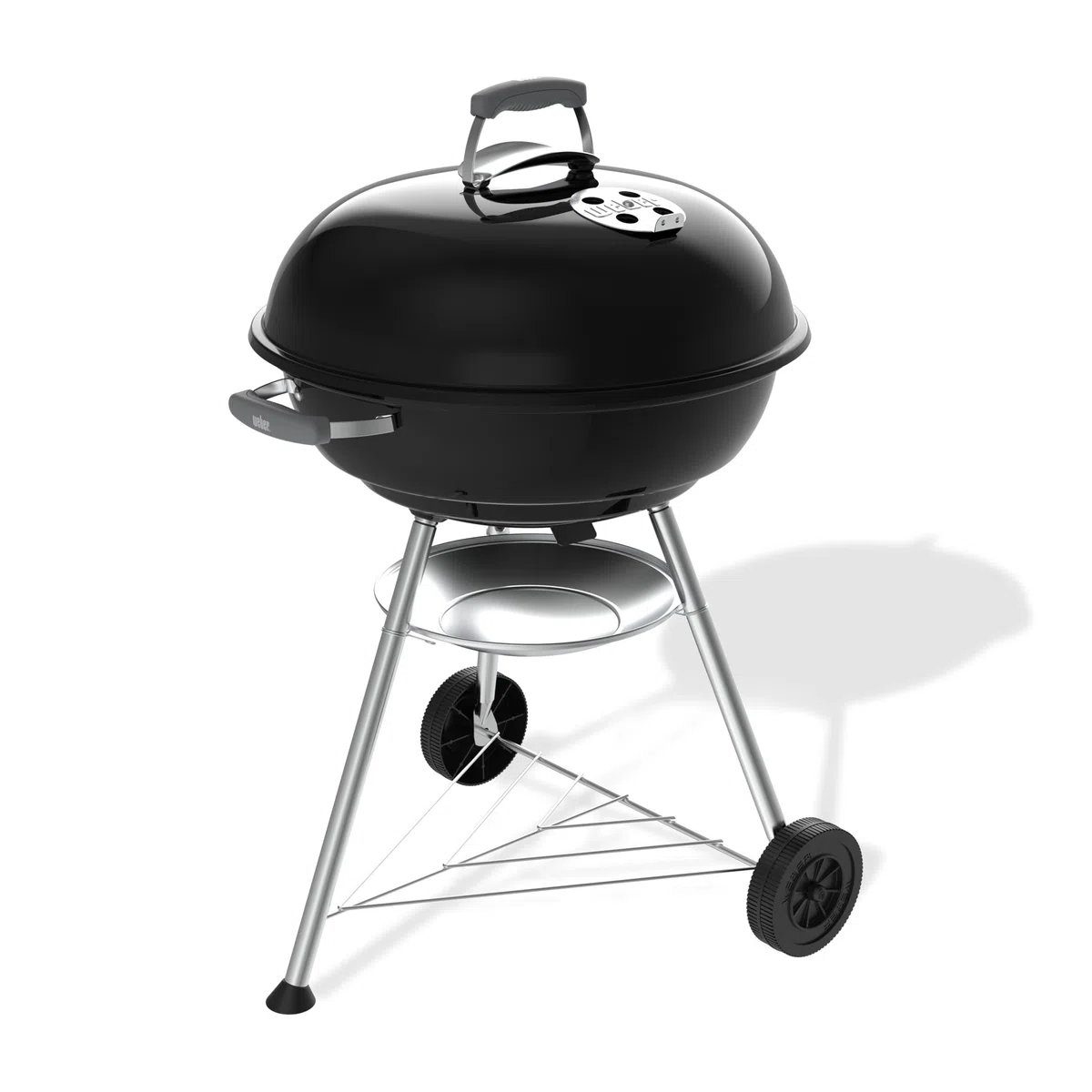 Weber Grill Węglowy Weber Compact Kettle (Wersja 2026), Trójnóg i Kółka, Odporny na Ciepło i Rdzę, Chromowany Ruszt Trójwarstwowy, 57 cm, Czarny