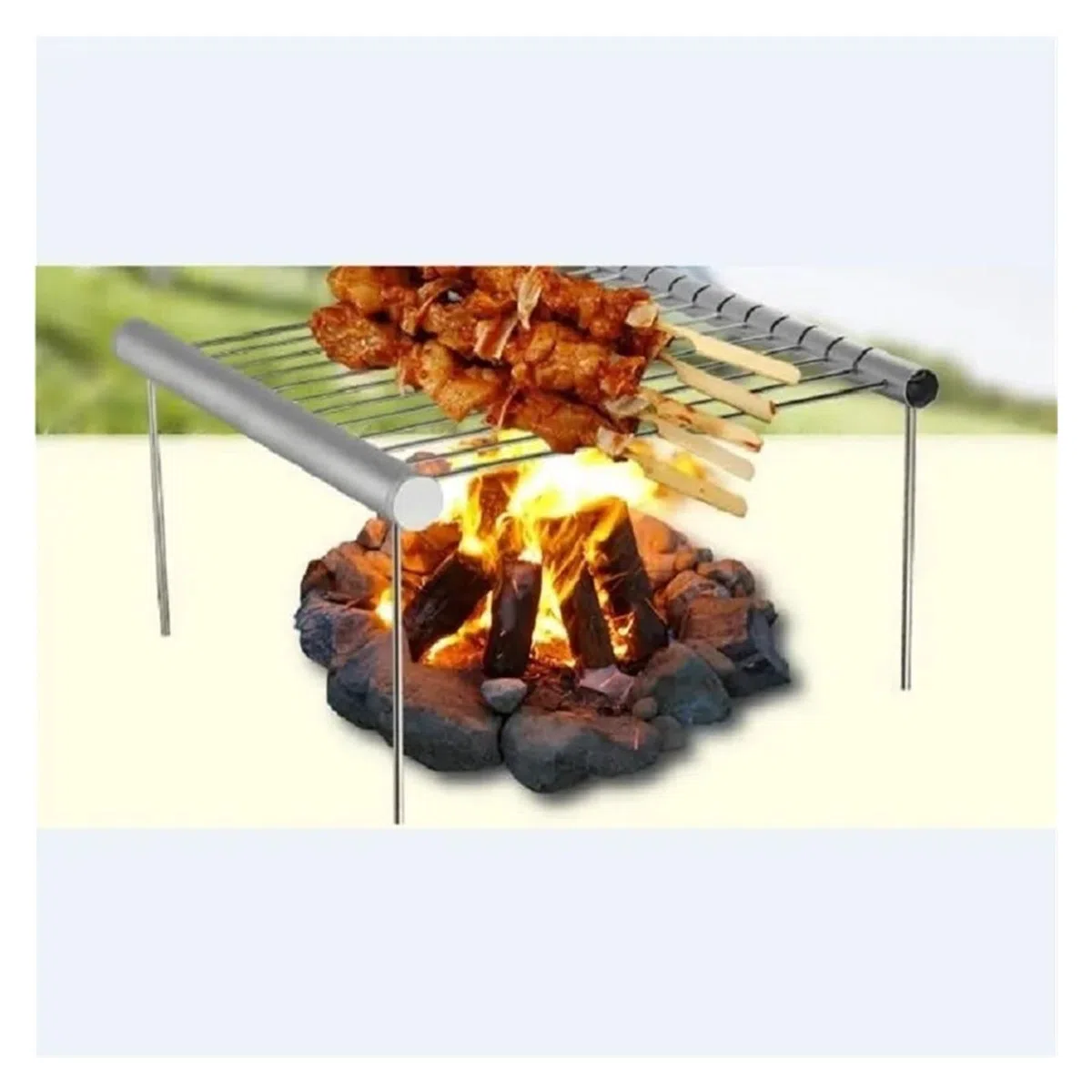 Przenośne akcesoria do grilla ze stali nierdzewnej do mini grilli, składany zestaw narzędzi do grillowania do użytku domowego lub parkowego (2 sztuki)