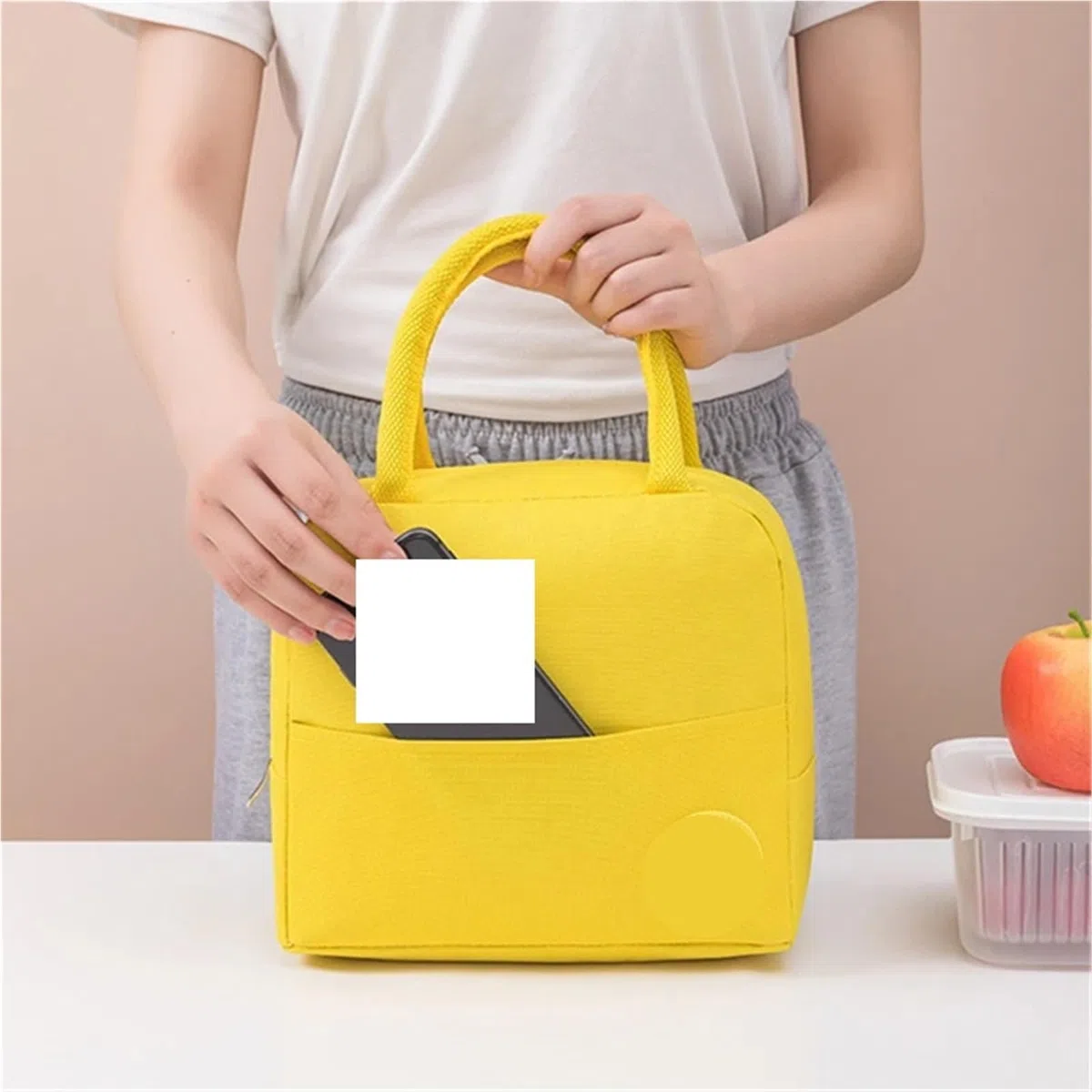 Torba piknikowa, 2 szt. aluminiowa folia izolacyjna lodówka torba chłodząca przenośna praca jedzenie piknik świeże termiczne pudełko torby bento(Pink)