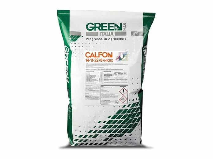 Calfon, NPK(CaO) 14-11-22+(8) + microelementi (25 kg), concime in polvere idrosolubile per accrescimento vegetativo e sviluppo del frutto