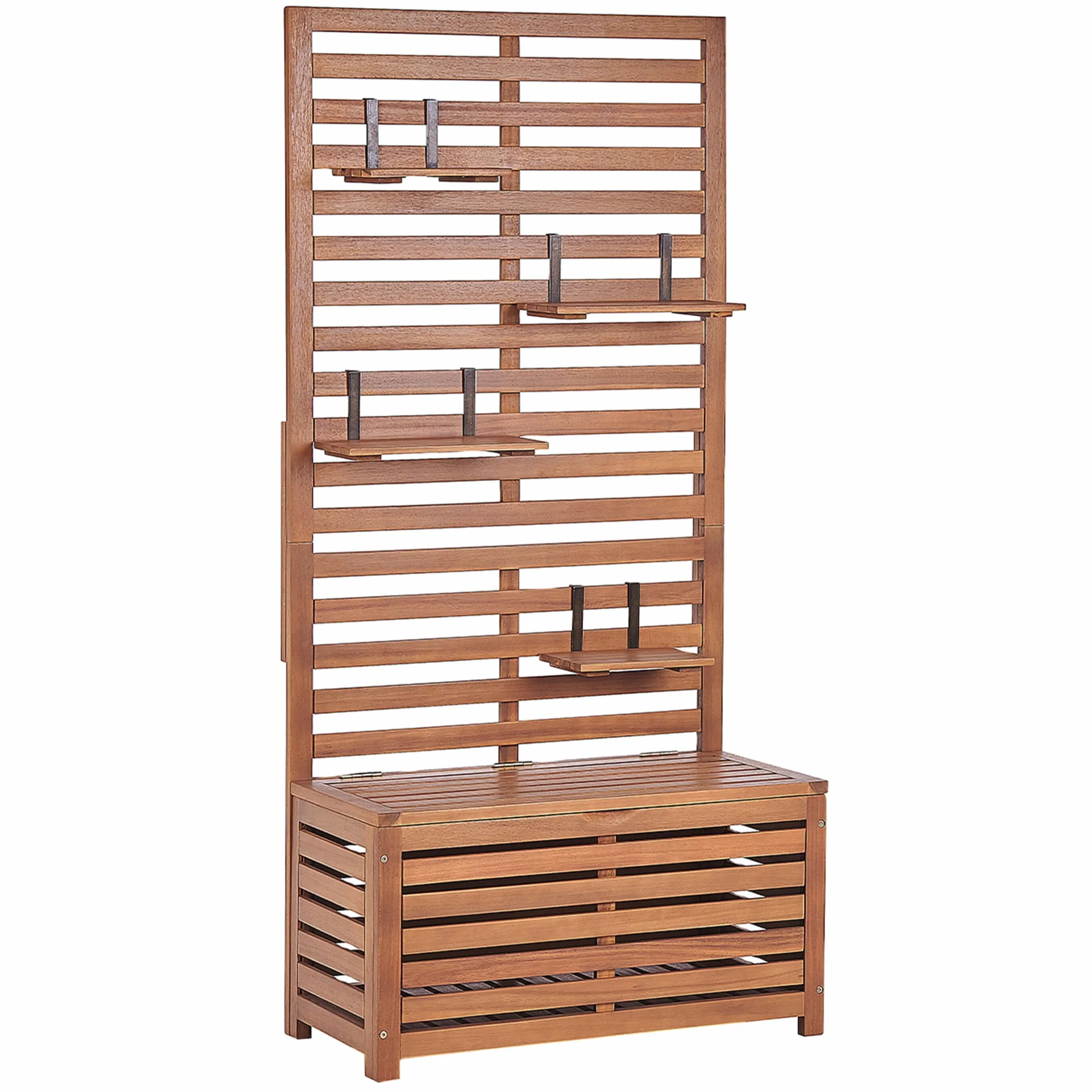 Matino Ogrodowa ławka drewno akacjowe 80 cm ze schowkiem półkami