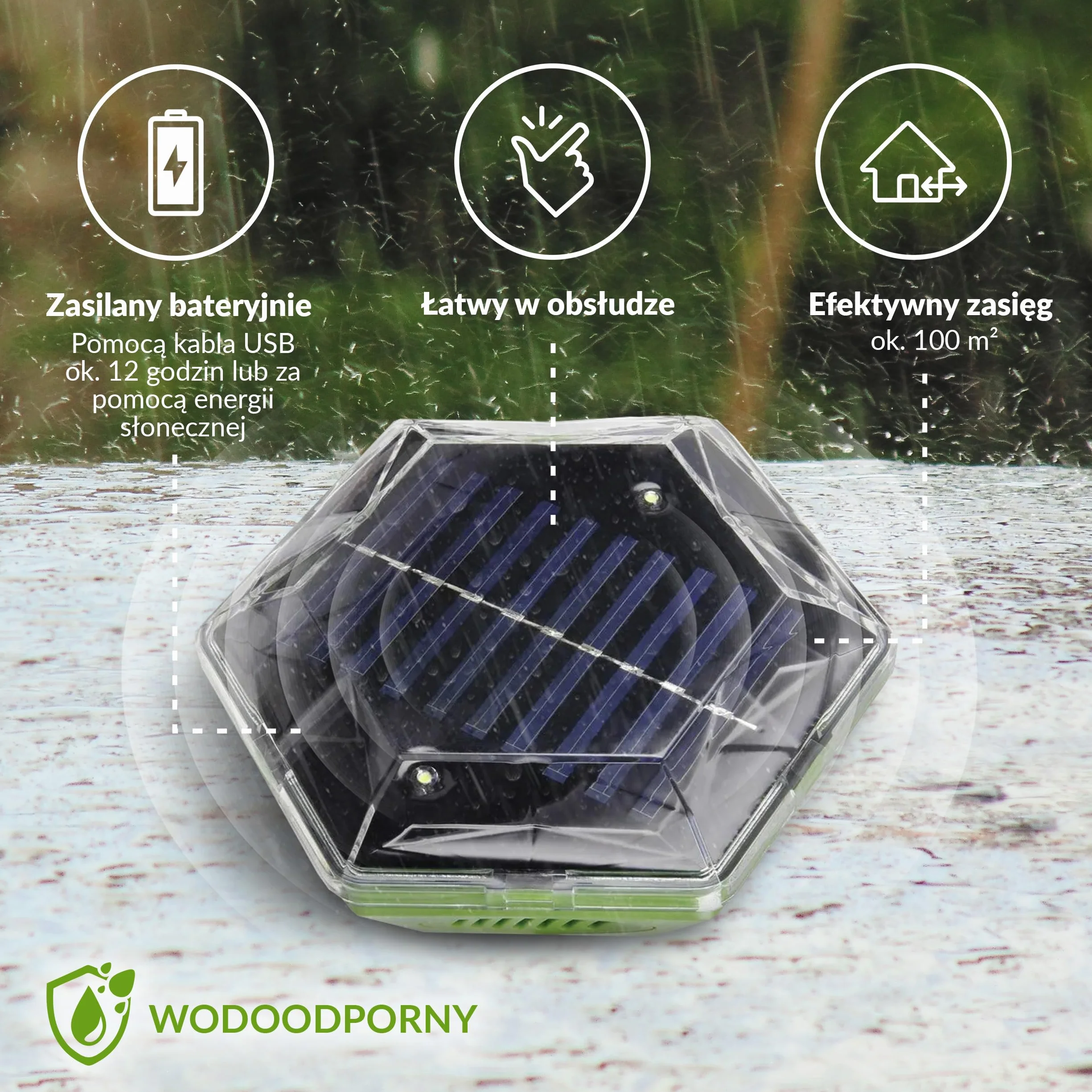 ISOTRONIC Solarny odstraszacz ptaków i gołębi – Ultradźwięki i lampa błyskowa – Na balkon i do ogrodu – Skuteczny na wróble, mewy i wrony – Zasięg 150 m² (3 sztuki)