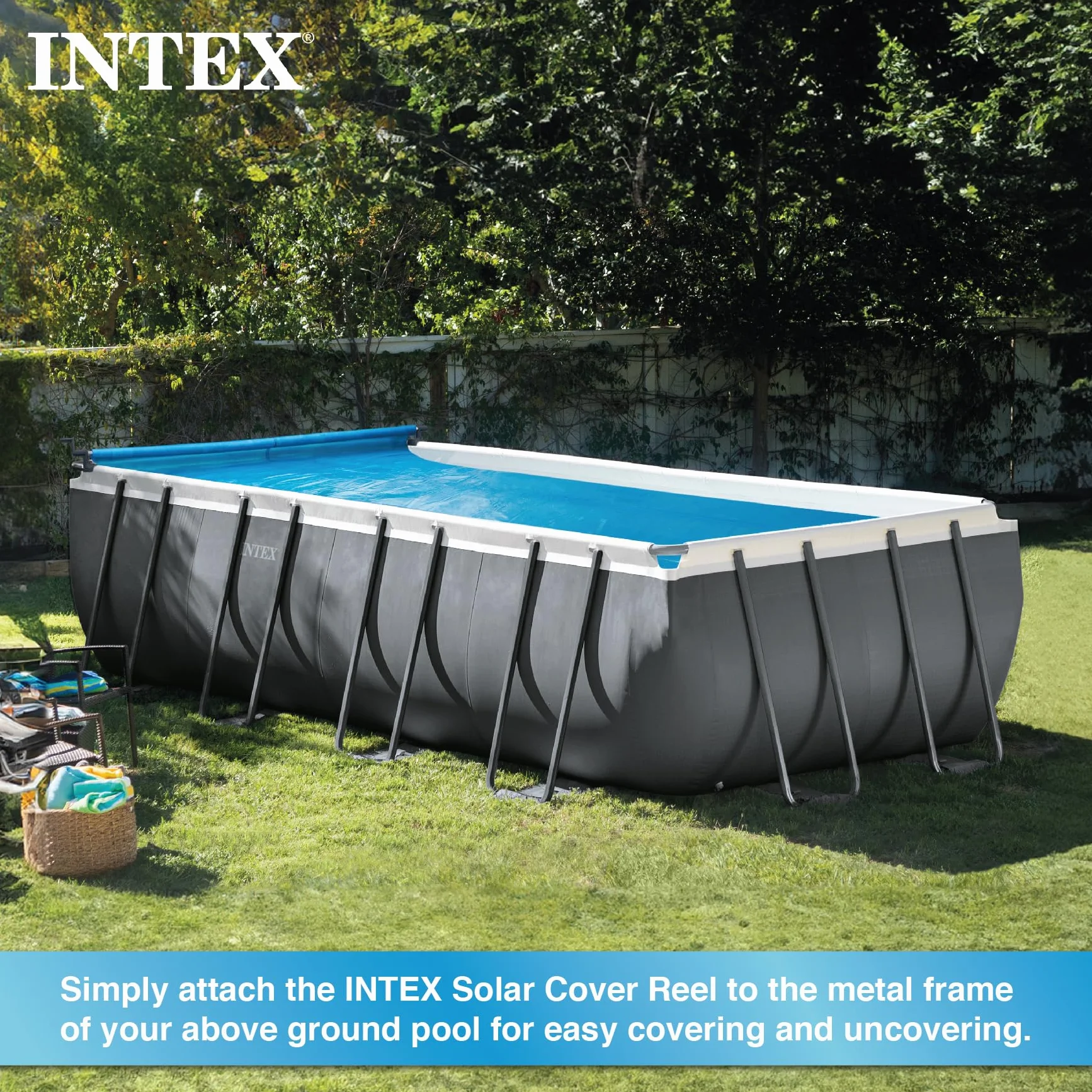 Intex Pokrowiec na Basen, Srebrny/Czarny, od 2,74 do 4,88 m