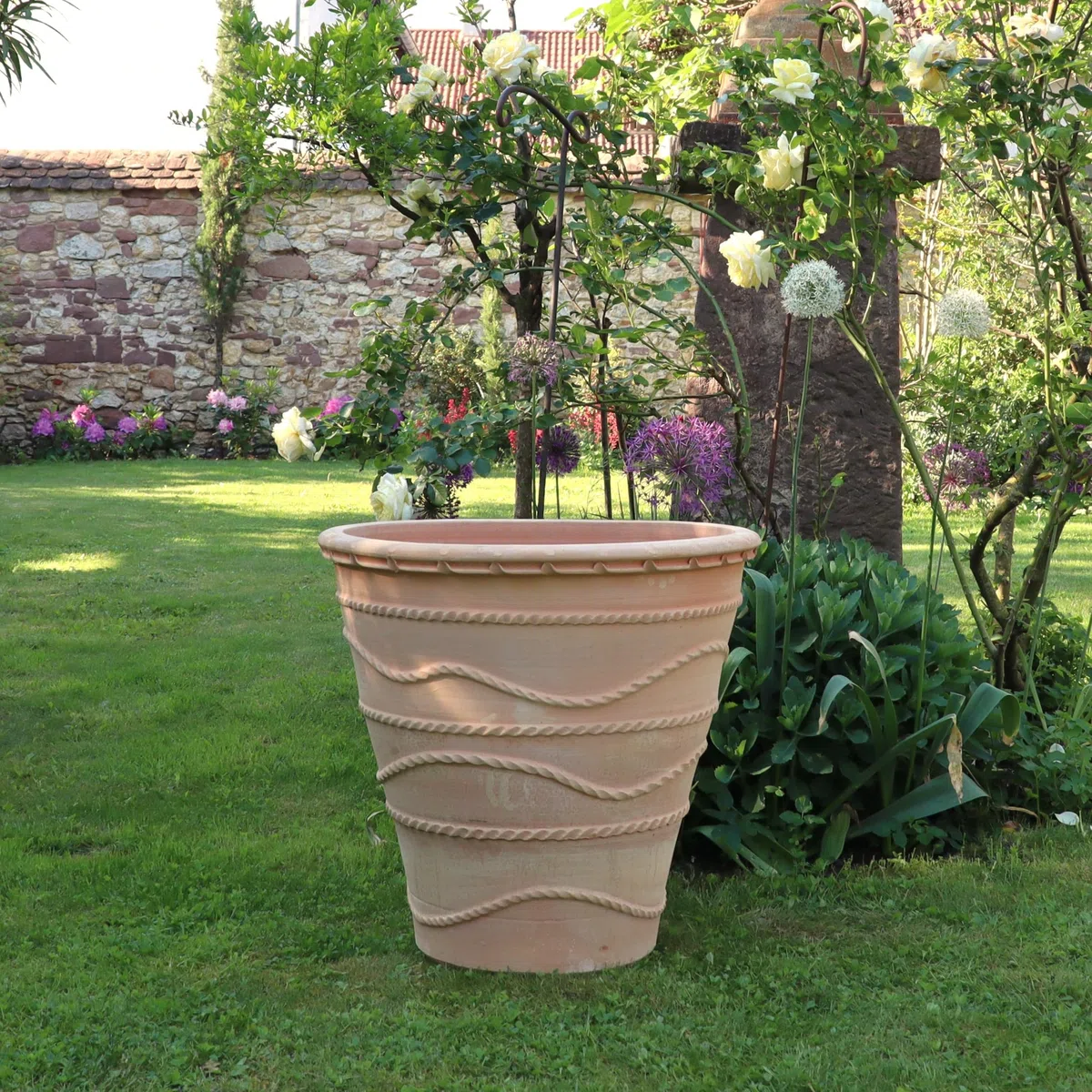 Palatina Werkstatt Duża, stabilna, wysoka doniczka 50 cm z terakoty, odporna na mróz, ozdobna doniczka z Krety, do sadzenia roślin Acanthus, obwód 60 cm