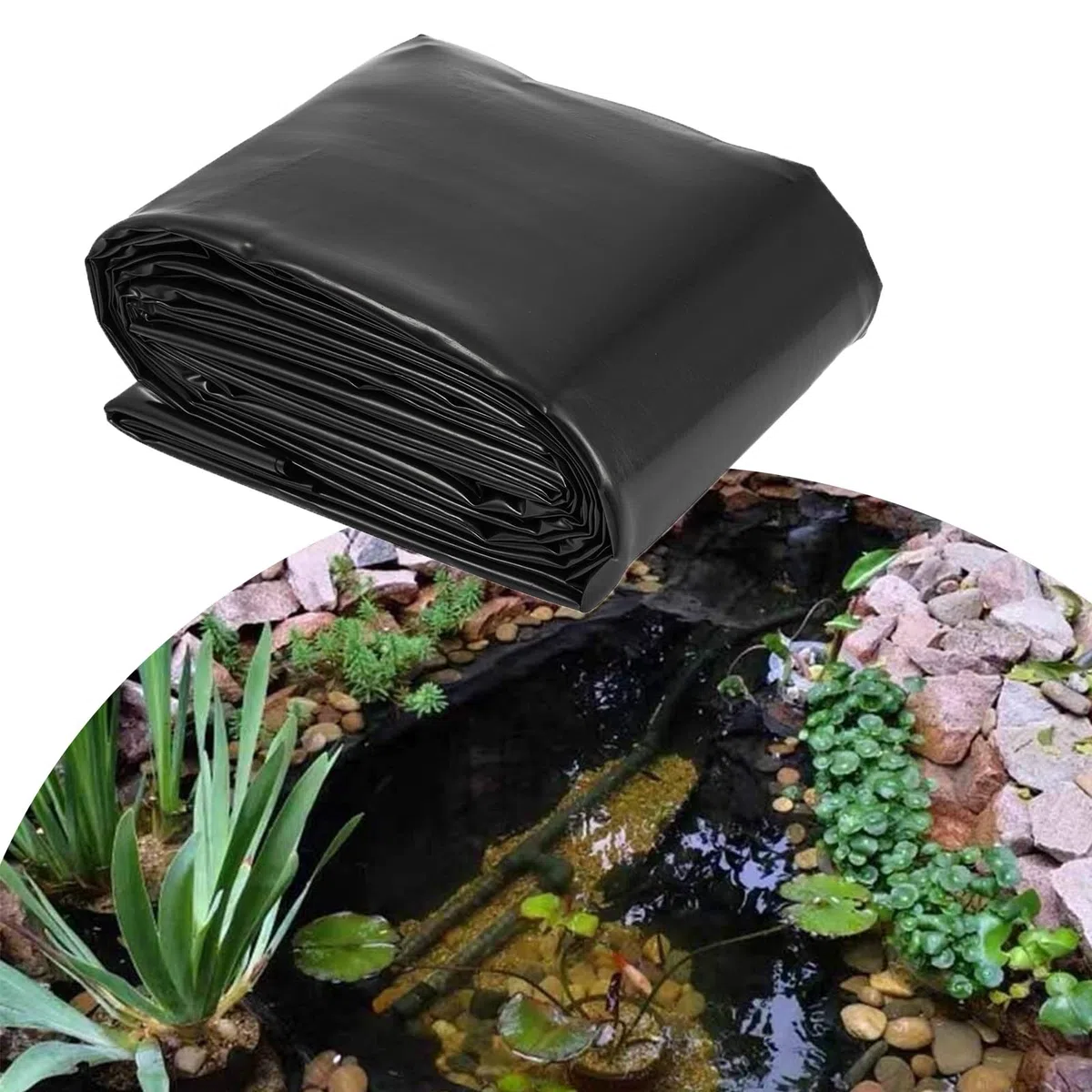 Wytrzymała gumowa wkładka do stawu, 1 x 1 m, trwała podszewka HDPE do ogrodowych stawów rybnych, elementów wodnych i sztucznych jezior, grubość 0,12 mm, idealna na plac budowy