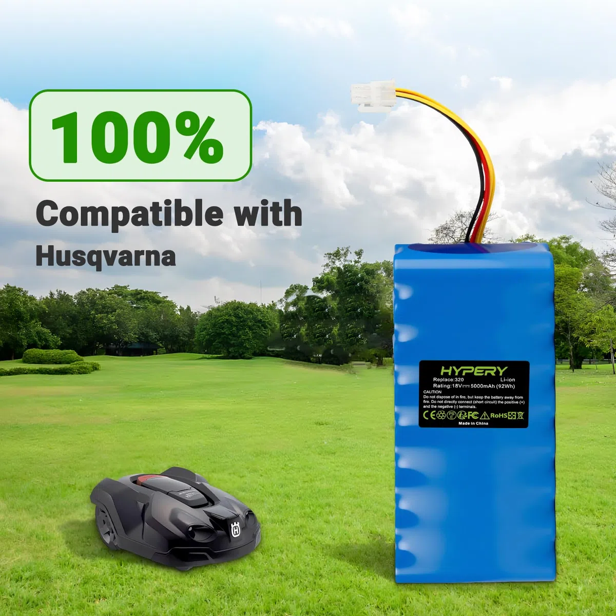 Akumulator litowo-jonowy 18V 5000mAh zamiennik do kosiarek automatycznych Husqvarna Automower 320, 330X, 420, 430, 430X, 440, 450X, 520, 550, zamiennik do 580 68 33-01, 580 68 33-02