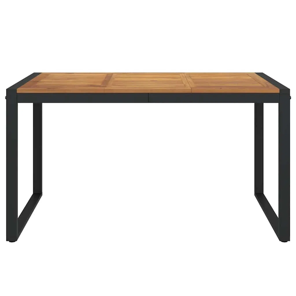 Générique Stół ogrodowy z litego drewna akacjowego 140x80x75 cm | Nóżki z metalu termolastycznego, stabilna góra, industrialny wygląd, na zewnętrzne patio
