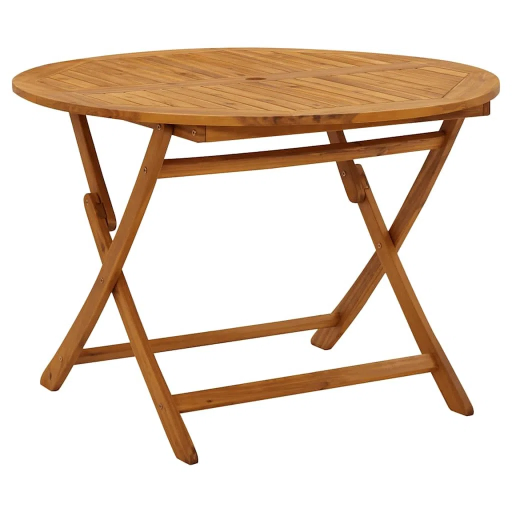 vidaXL Składany stół ogrodowy, 110 cm, lite drewno akacjowe, stolik ogrodowy, drewniany stół bistro