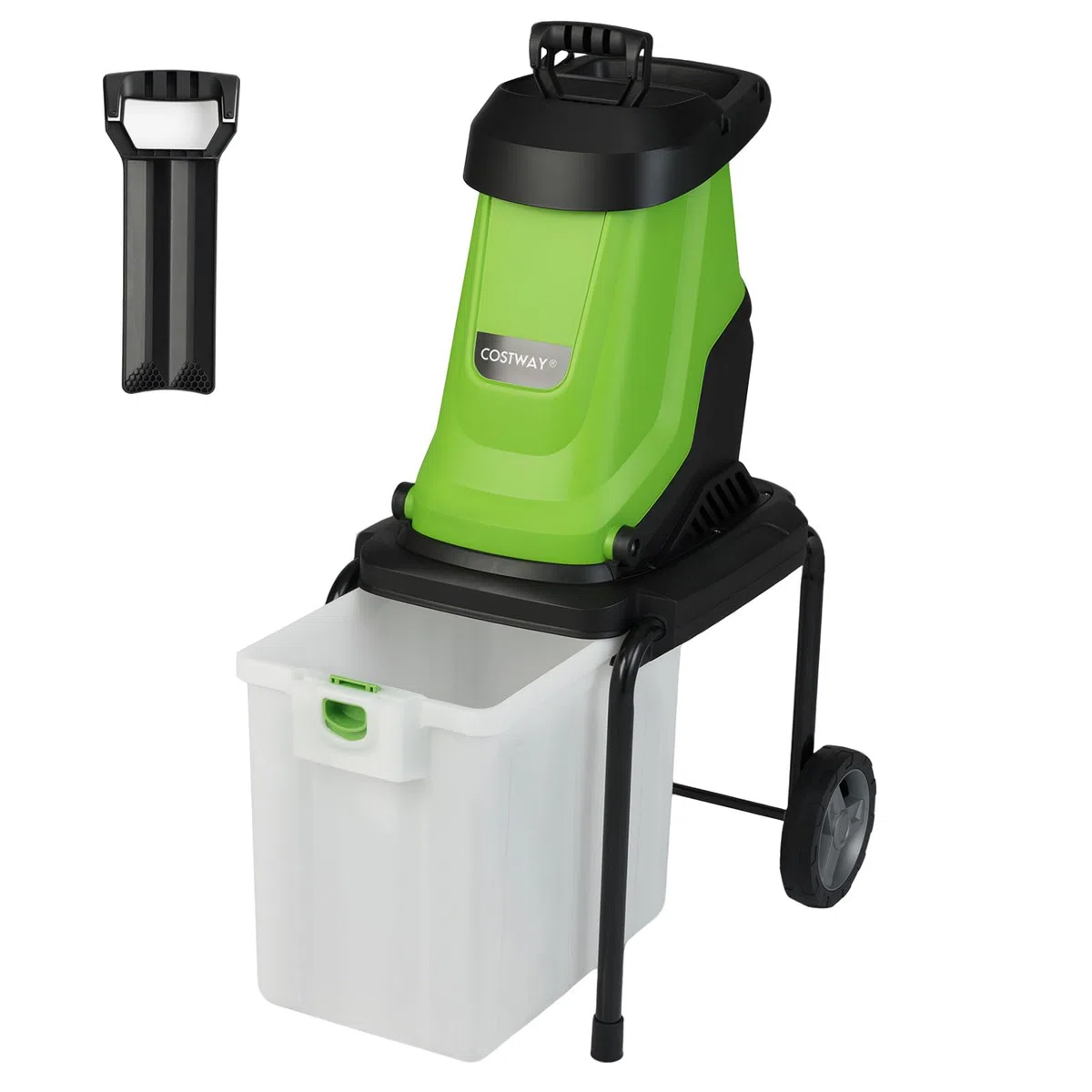 COSTWAY rozdrabniacz ogrodowy 2800 W, elektryczny rozdrabniacz ogrodowy, elektryczna wiórkarka walcowa z kołami, 50 L pojemnik na ścinki | grubość cięcia 45mm | z kablem, rozdrabniacz do ogrodu i