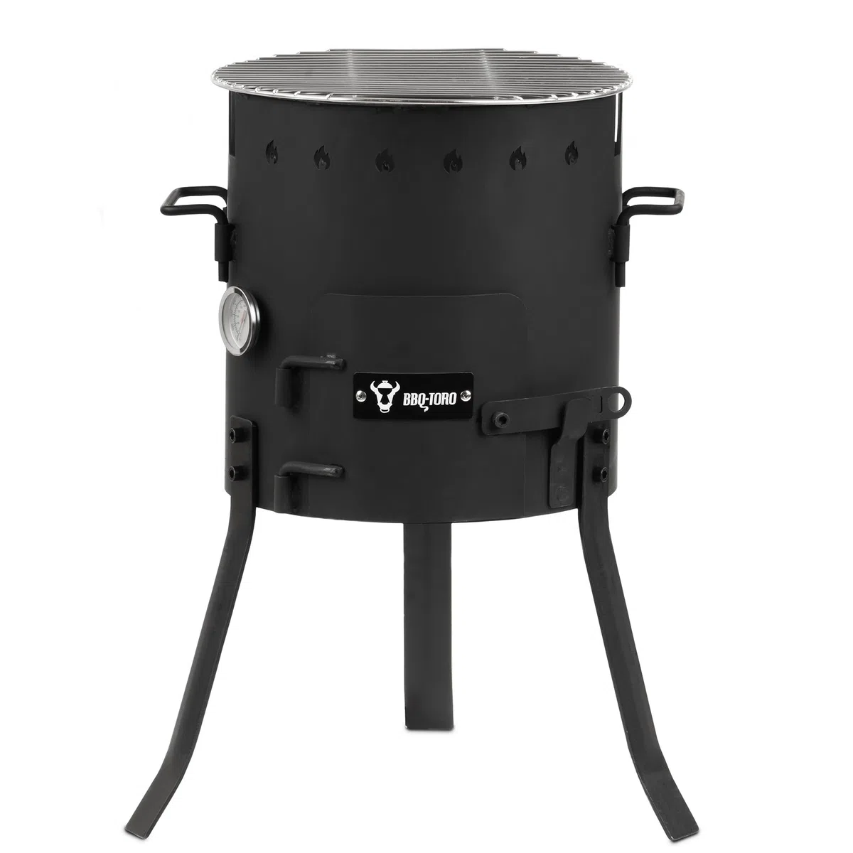 BBQ-Toro Piec jednogarnkowy do użytku na zewnątrz, Ø 29 cm, z garnkiem, rusztem do grillowania i chochlą do zupy, kociołek na gulasz, kociołek na ogień, piec outdoorowy, palenisko, kuchnia na zewnątrz
