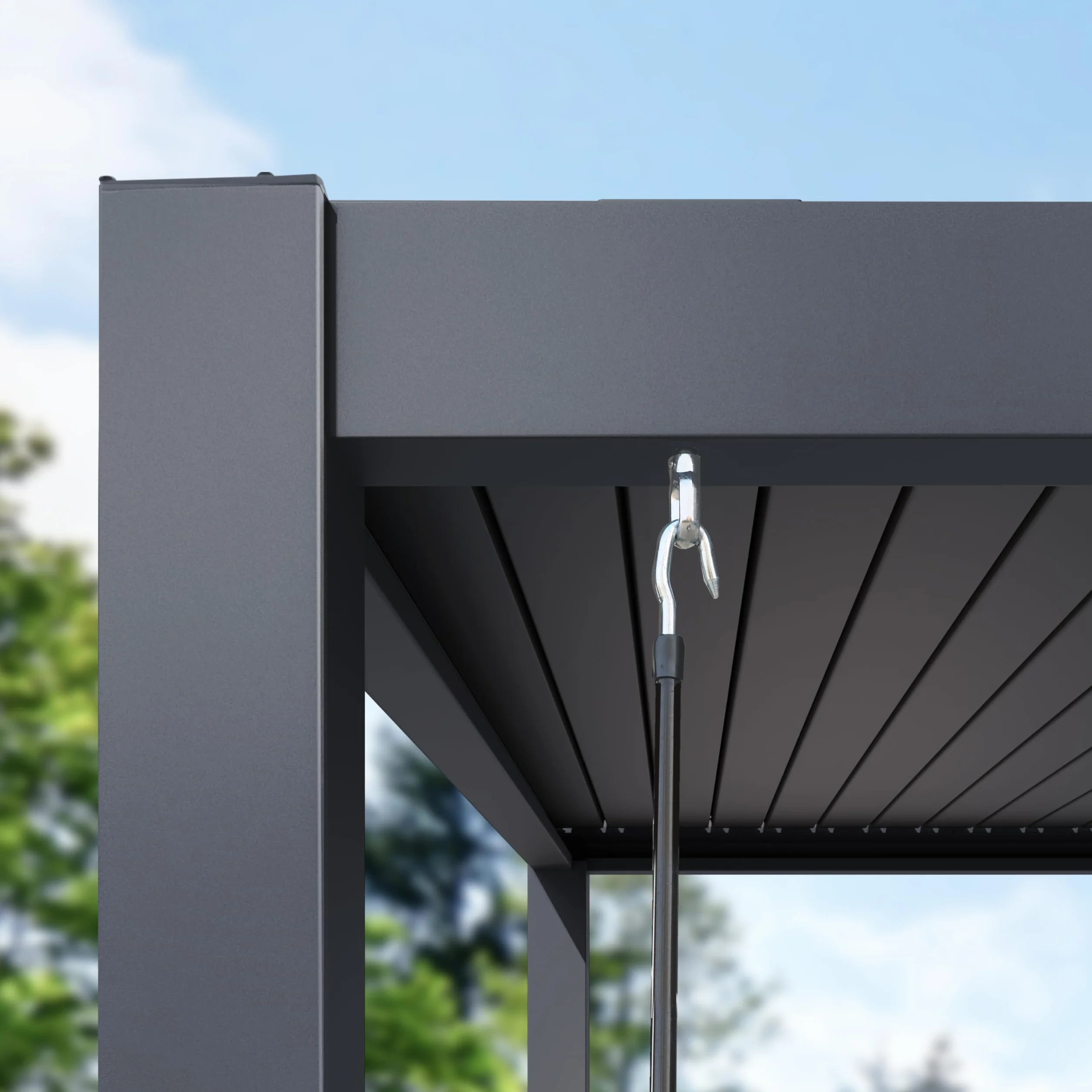 PRIMEYARD Pergola 3x6 m słupy aluminium z dachem z aluminiowych listew zadaszenie tarasu antracyt
