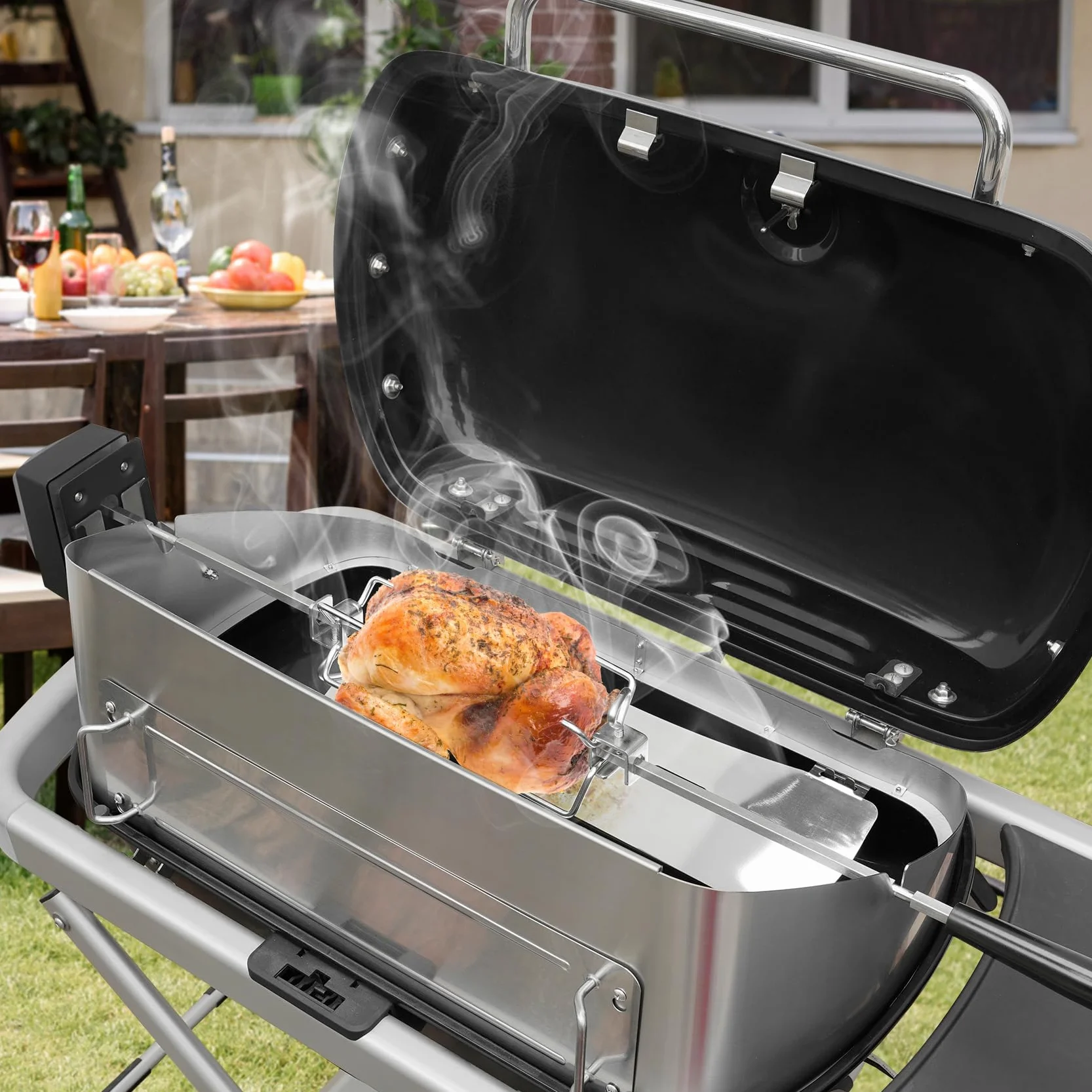 onlyfire Uniwersalny zestaw pierścieni do pizzy i rożna ze stali nierdzewnej do grilla gazowego Weber Traveler