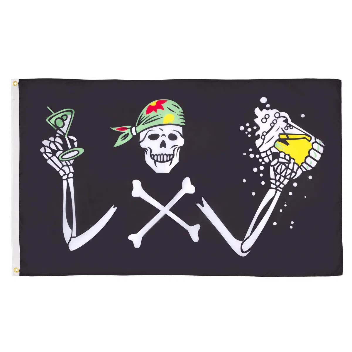 Drapeau Pirate Buveur de Bières Oeillets Haute Qualité, 150cm x 90cm