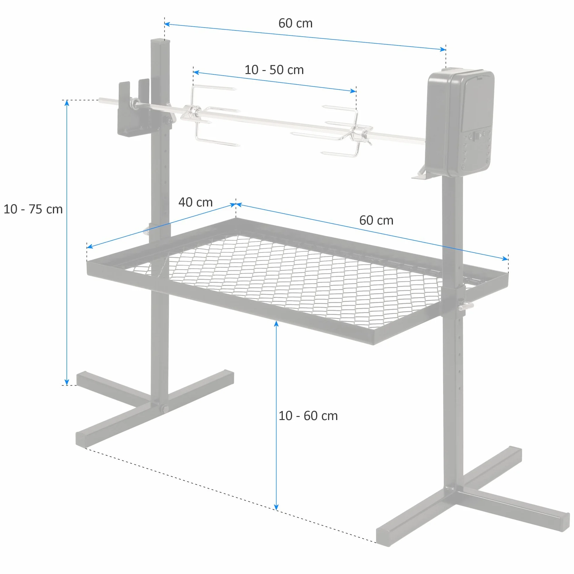 BBQ-Toro Zestaw szpikulców do grilla 70 cm z silnikiem i podstawą