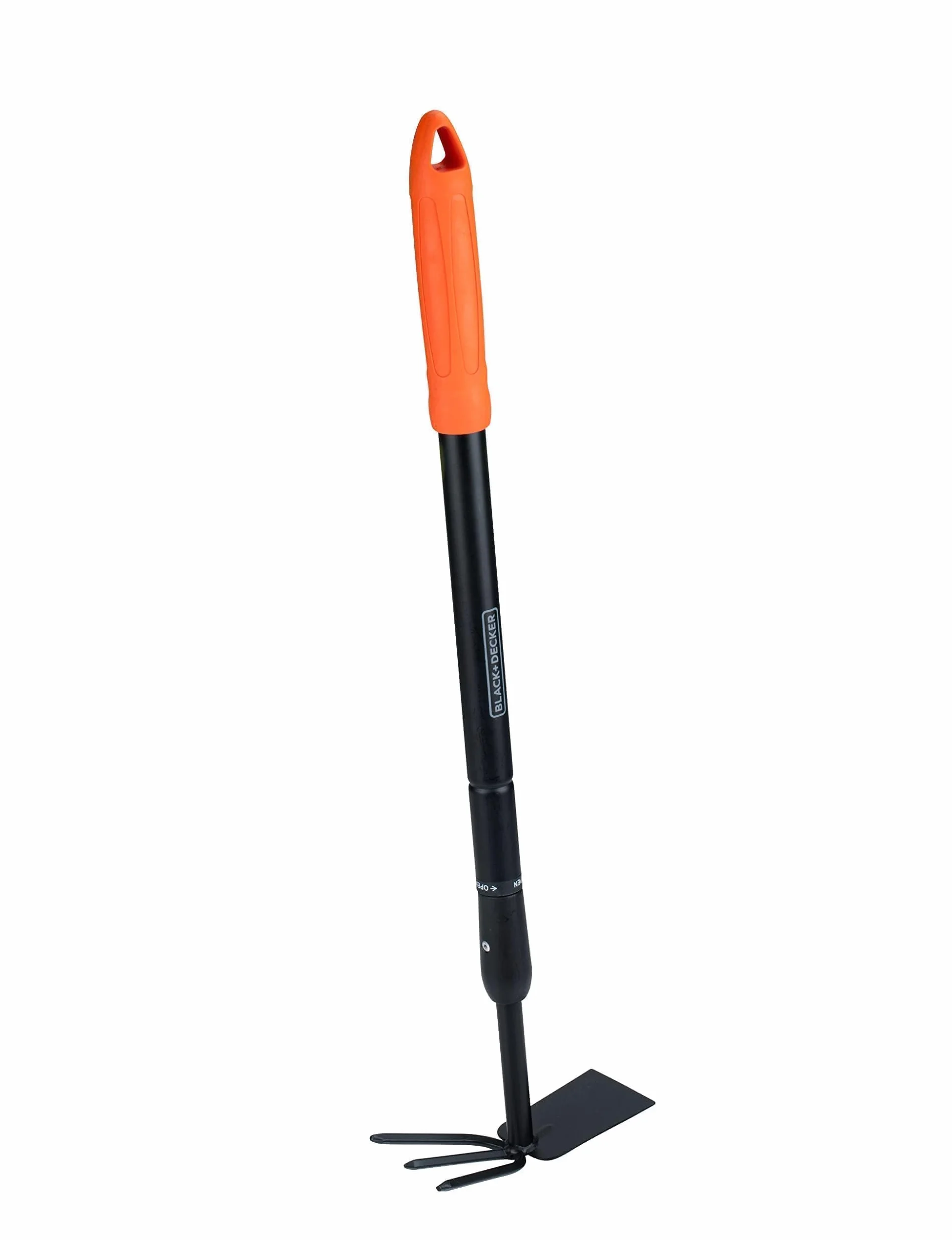 BLACK+DECKER Kultywator – grabie ogrodowe i motyka – regulowana długość 66-101 cm – uprawa i pielenie – czarny/pomarańczowy