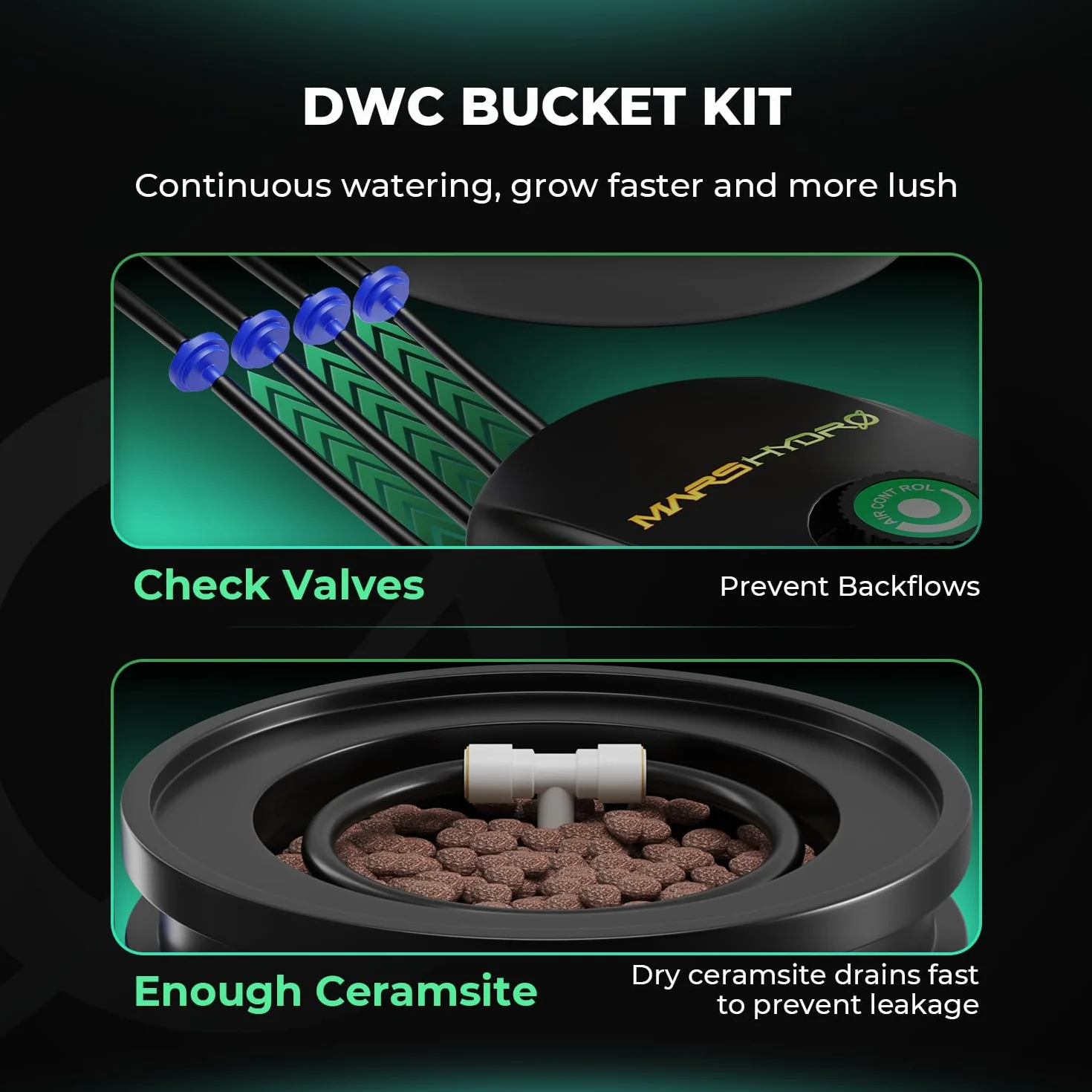 Mars Hydro DWC 5 galonów Głęboki system hydroponiczny z pompą powietrza 8 W