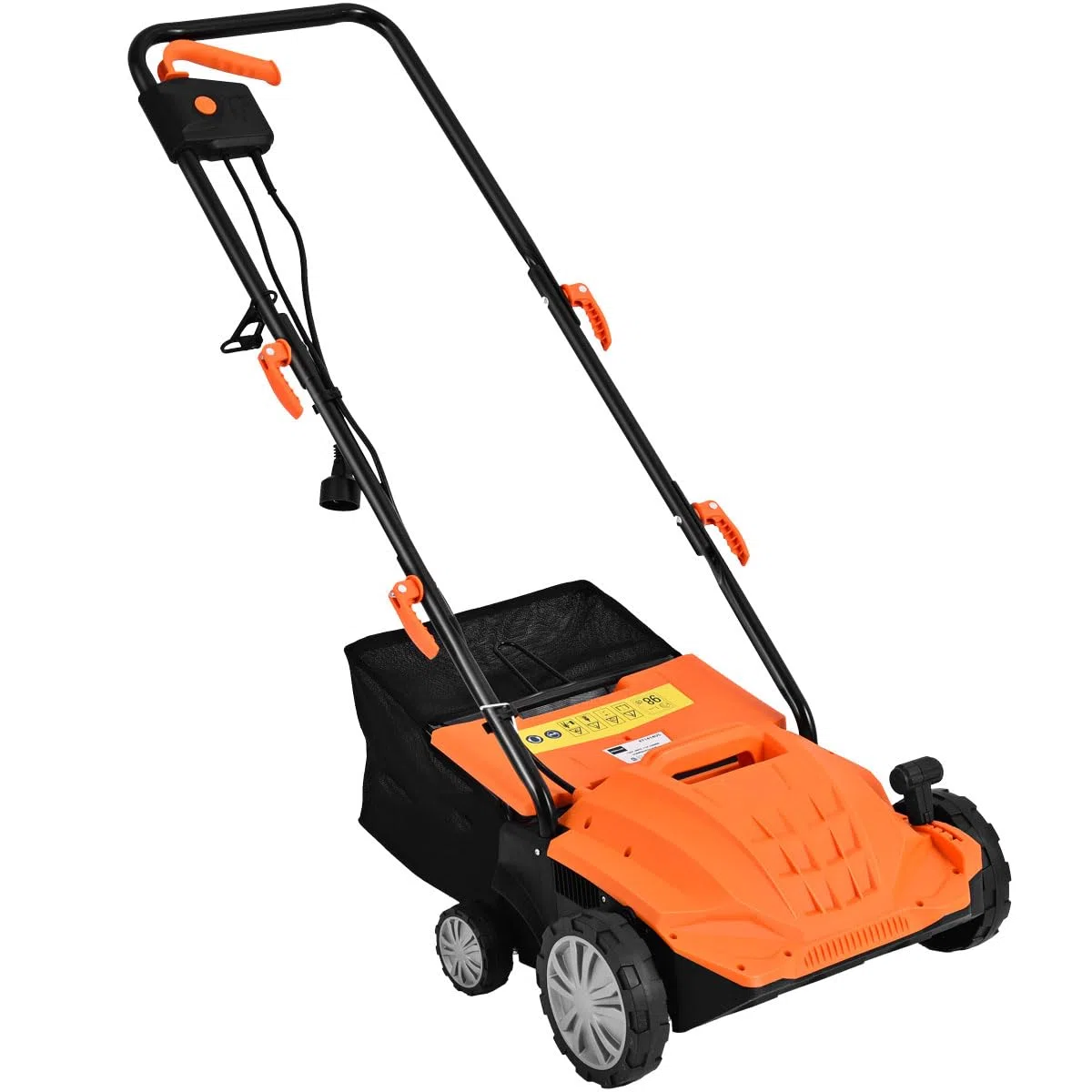 GOPLUS Elektryczny wertykulator 2 w 1, napowietrzacz trawnika, 2/3-stopniowa regulacja głębokości roboczej, szerokość robocza 32/38 cm, kosz na trawnik 30/45 l, w zestawie wałek do noży i wałek