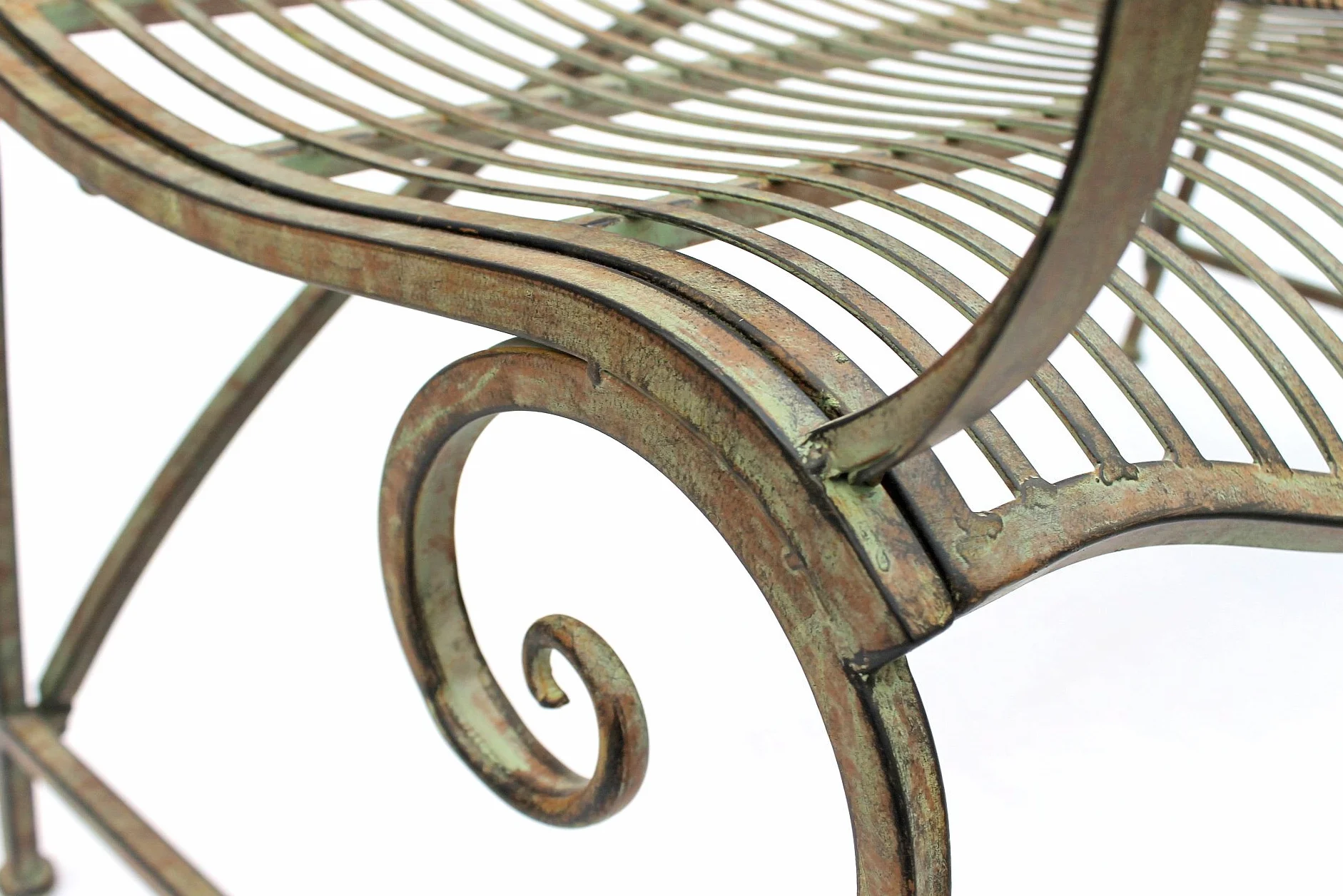 Ławka DanDiBo wykonana z metalowej ławki ogrodowej JC150014 Seat Park, 2-osobowa 110 cm patyna zielona