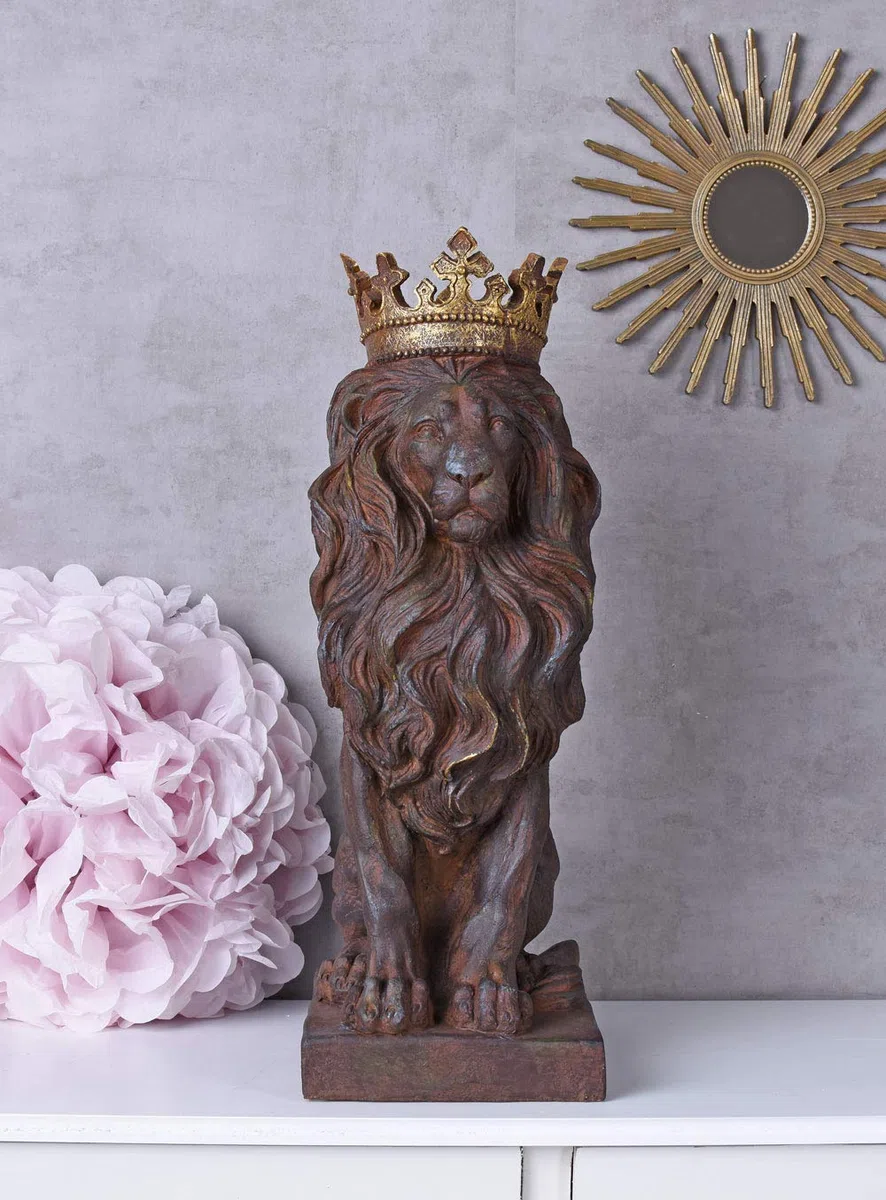 Unbekannt Figurka lwa figurka zwierzęcia wejście lew z koroną rzeźba ogrodowa, brama ogrodowa, lew ogrodowy, cw204 Palazzo Exclusive