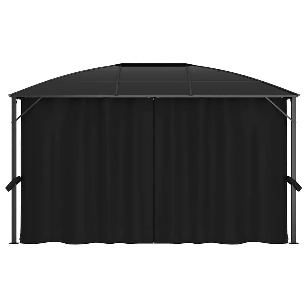 Pawilon z zasłonami, antracyt, 400 x 300 x 265 cm, pawilon ogrodowy z aluminiową ramą, odporny na działanie promieni UV, na imprezę w ogrodzie, taras, grillowanie, wesele, imprezę