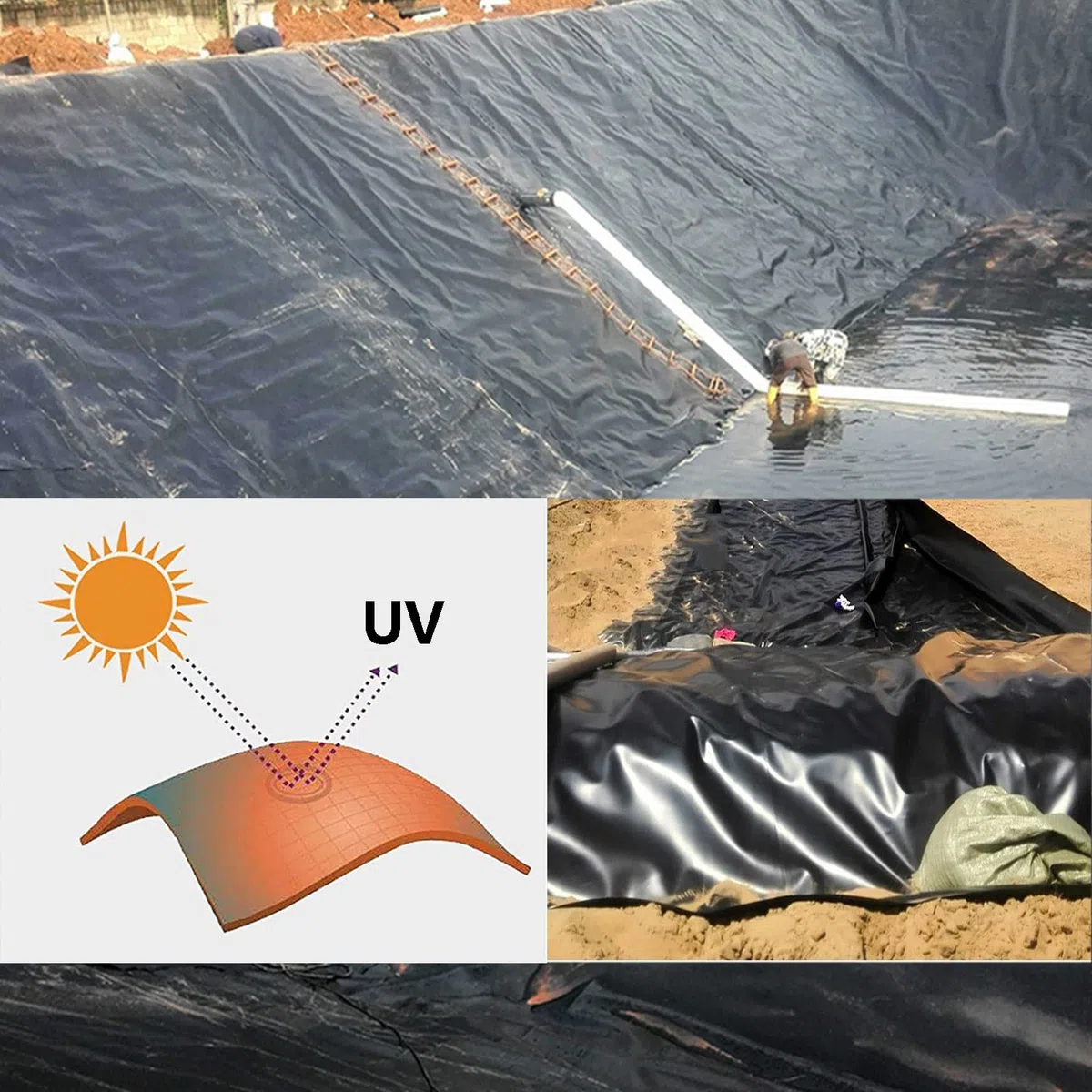 Duży rozmiar czarny 10 x 20 m wodoodporna i HDPE wkładka do stawu rybnego, elastyczna i składana osłona stawu, 4 x 5 m wkładka do stawu EPDM, do ochrony i konserwacji stawu