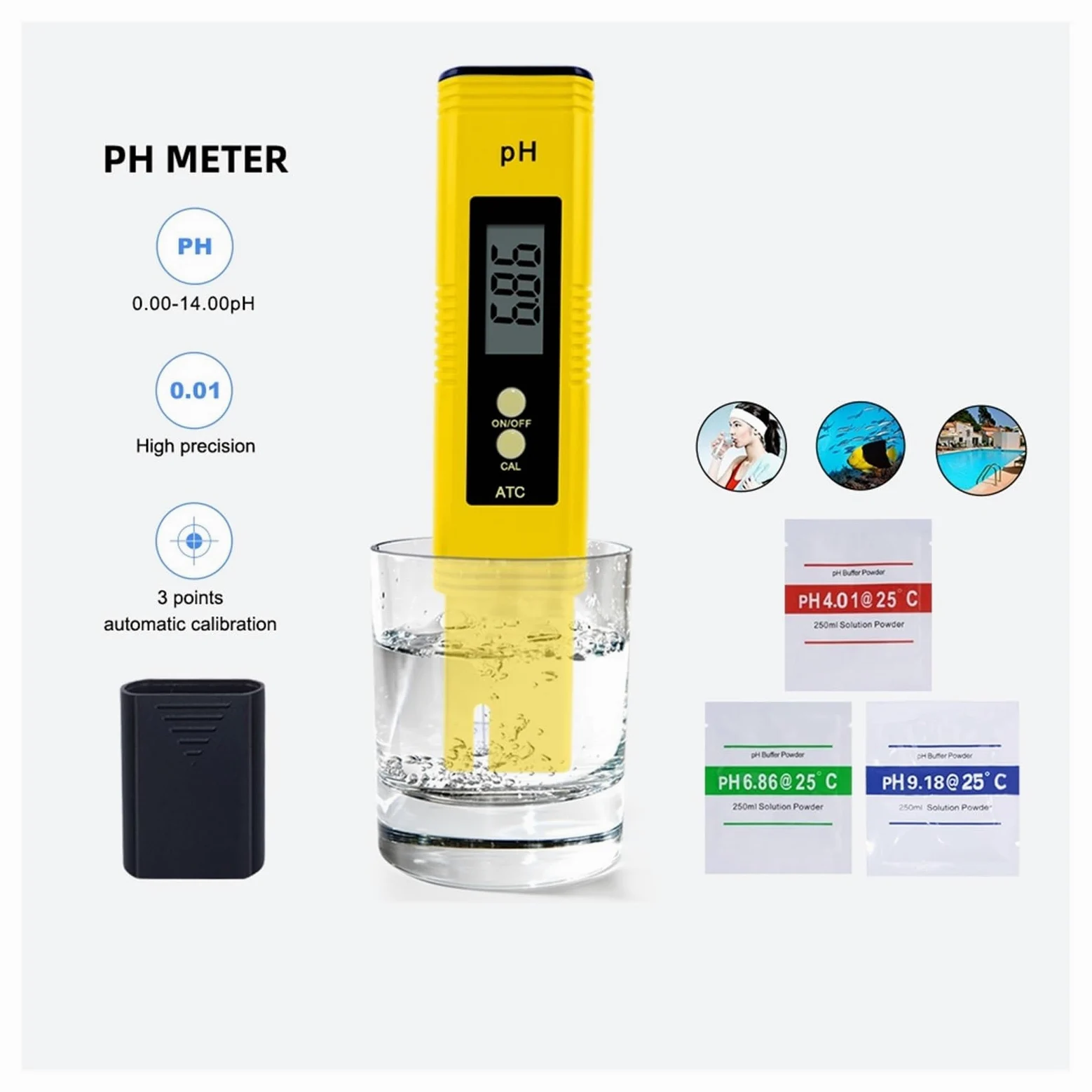 Tester wody, Przenośny cyfrowy miernik PH LCD do warzenia akwarium woda w basenie wino mocz Tds miernik samokalibrujący 10 sztuk