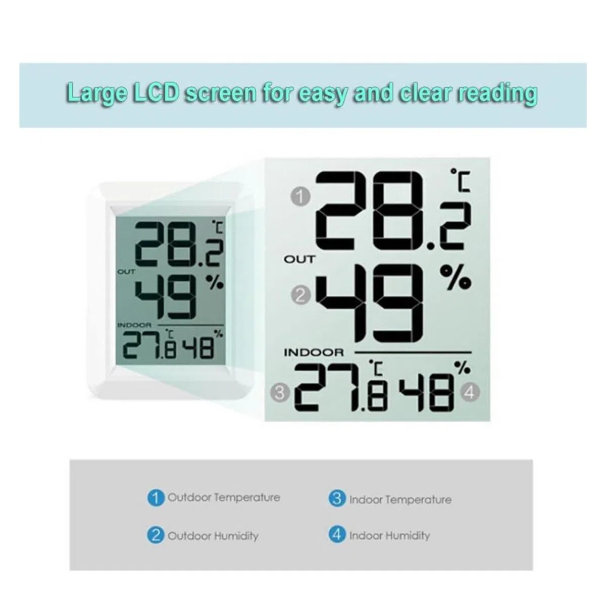 Termometr Elektroniczny Mini Cyfrowa Bezprzewodowa Higrometr Stacja Pogodowa LCD Cyfrowy Termometr Stacja Meteorologiczna Dla Domu Dokładne Pomiary(FT0423 2PCS)